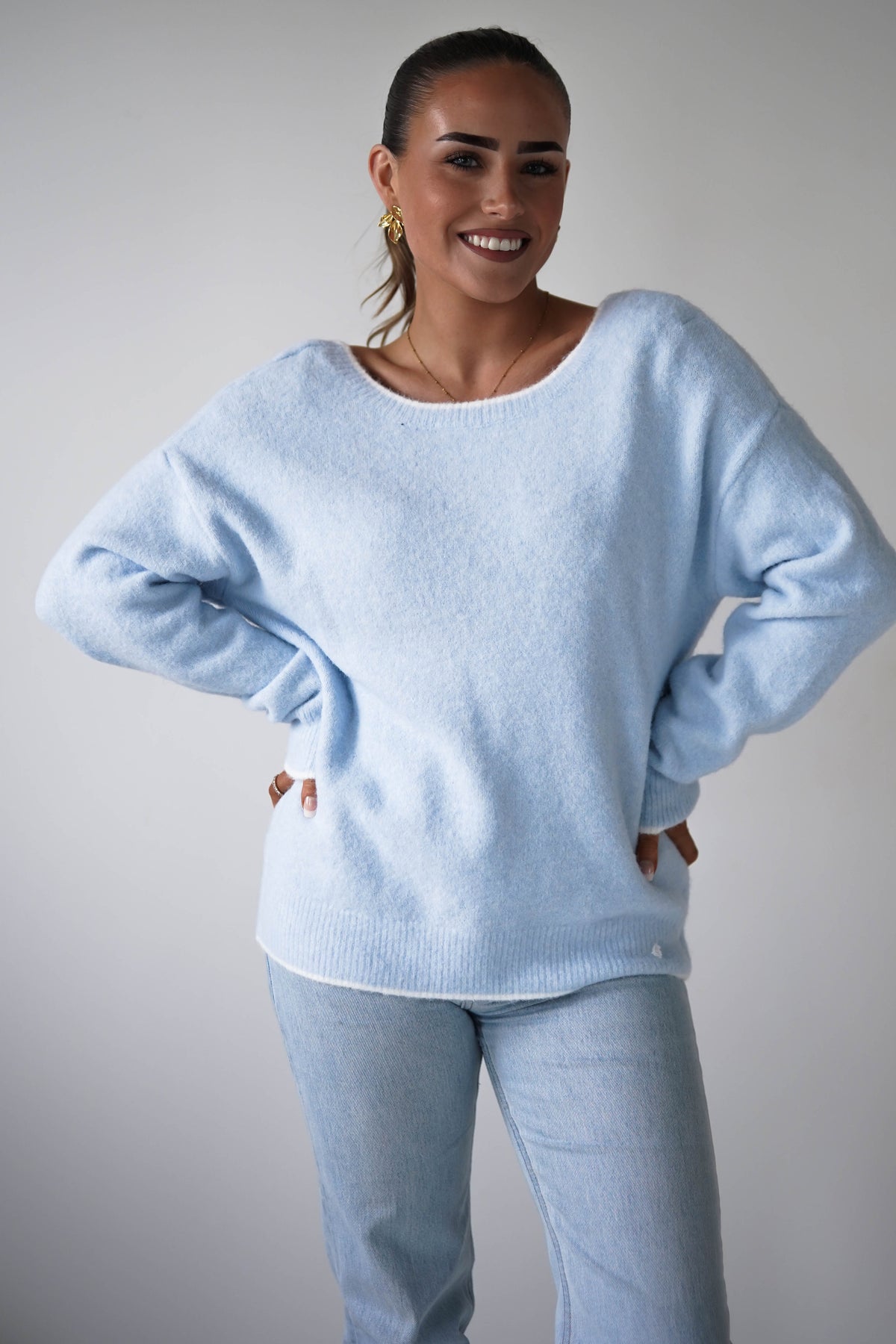 Lula Bow Detail Knit Jumper | Blue-Oh Hello Clothing