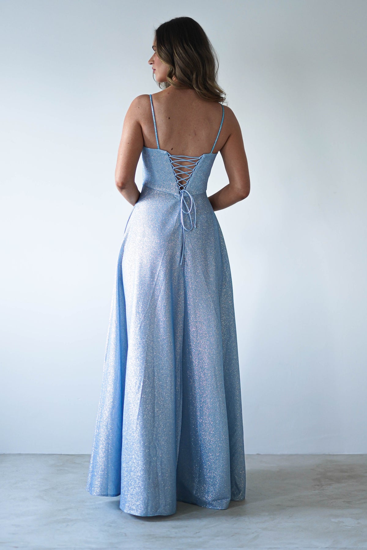 Luna Glitter Corset Aline Gown | Blue-Oh Hello Clothing