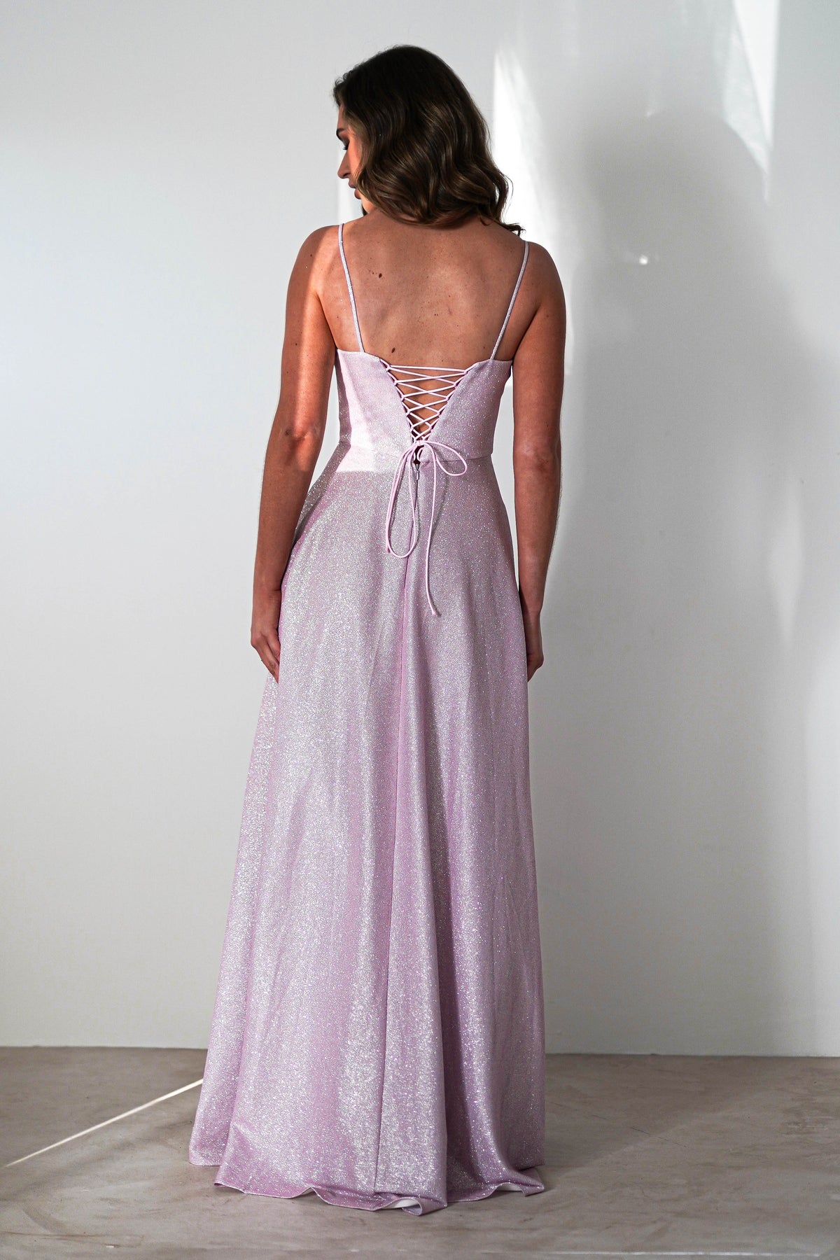 Luna Glitter Corset Aline Gown | Pink-Oh Hello Clothing