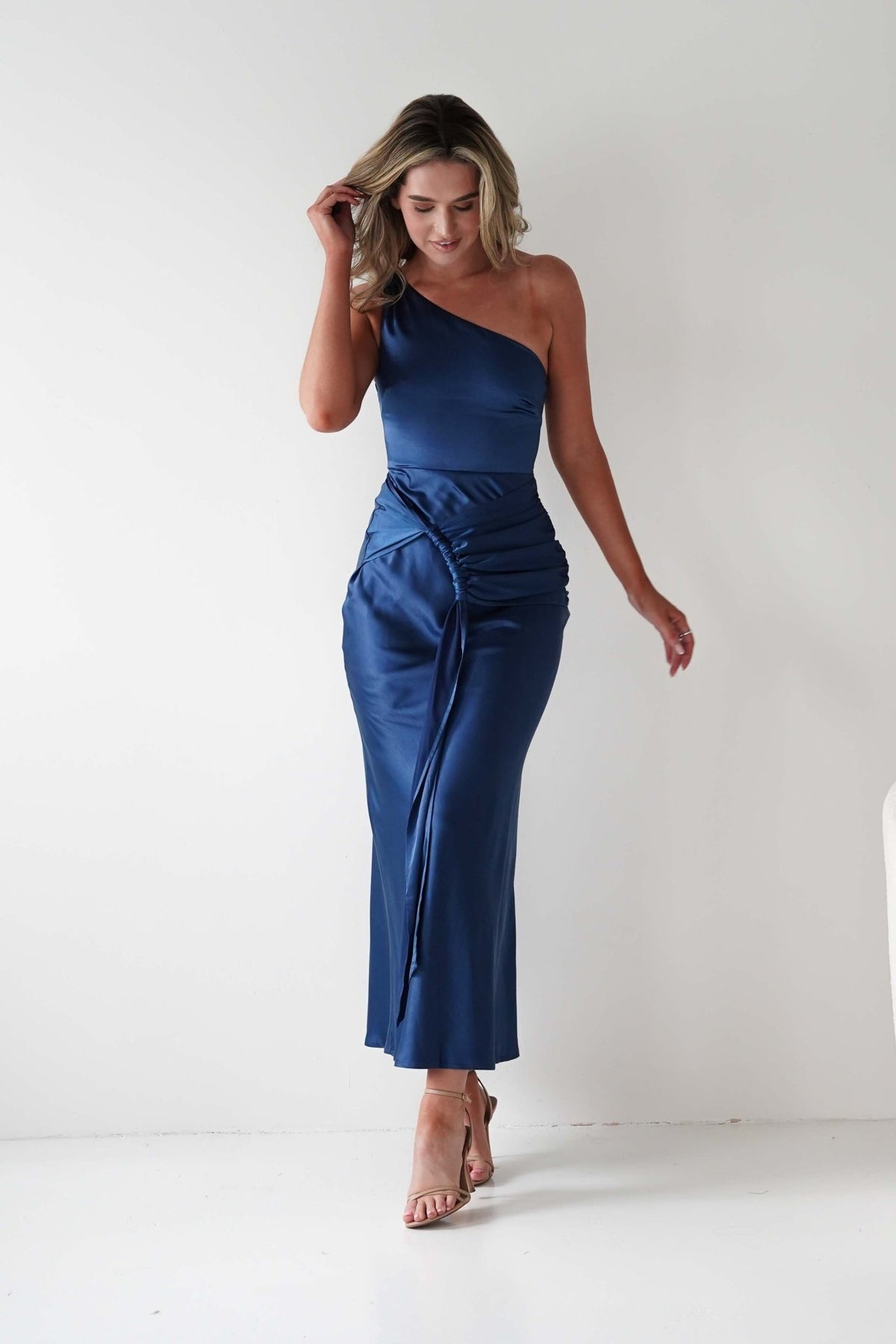 Lutana Soft Satin Maxi Dress | Dark Blue-Oh Hello Clothing