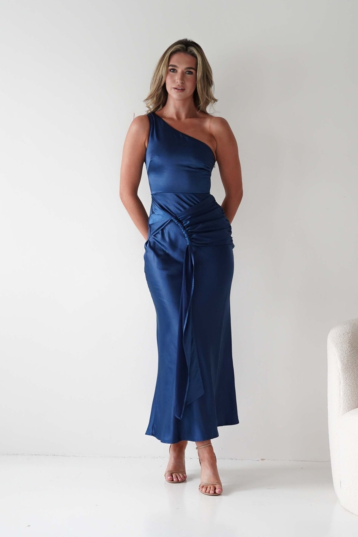 Lutana Soft Satin Maxi Dress | Dark Blue-Oh Hello Clothing