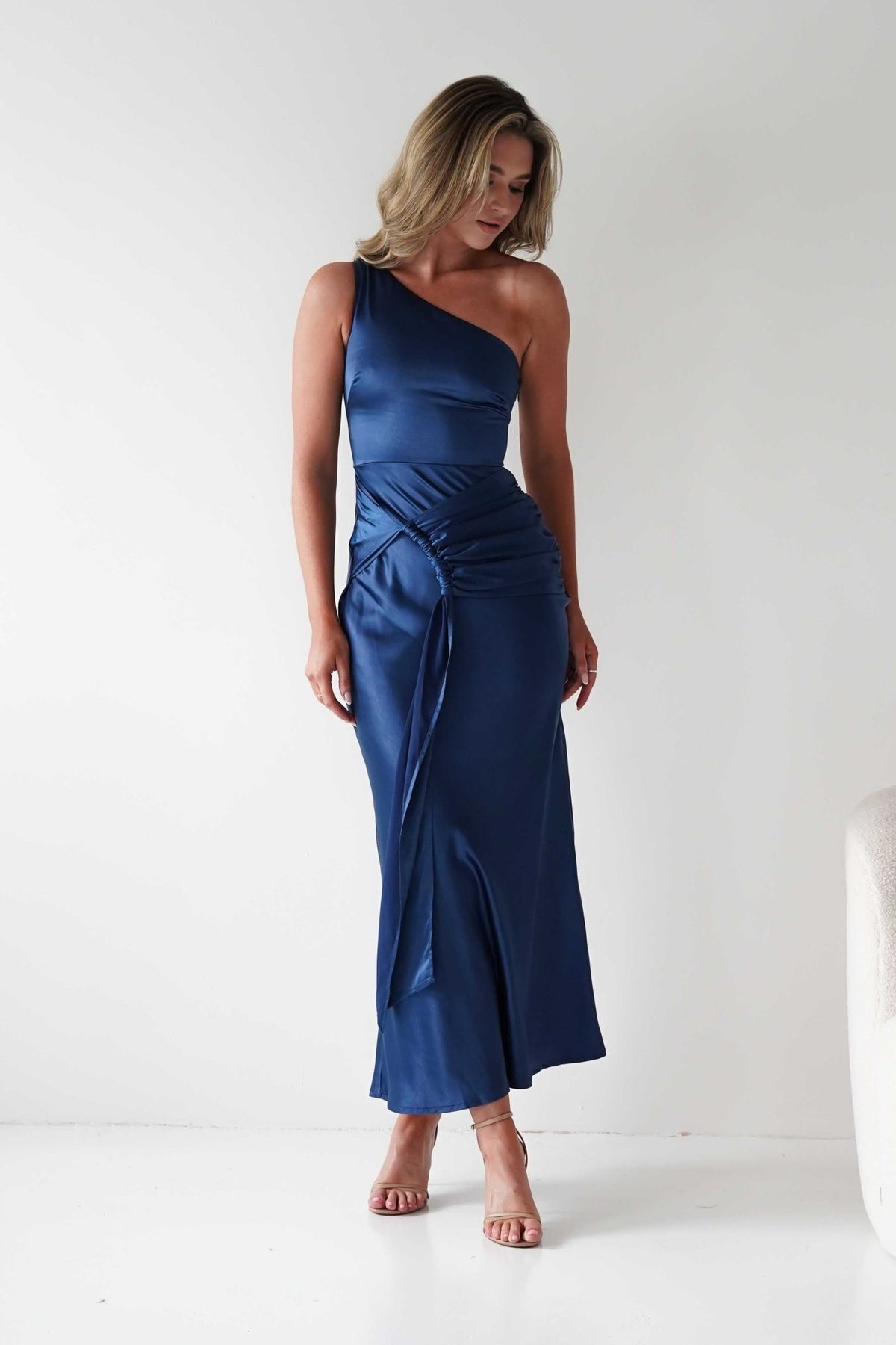 Lutana Soft Satin Maxi Dress | Dark Blue-Oh Hello Clothing