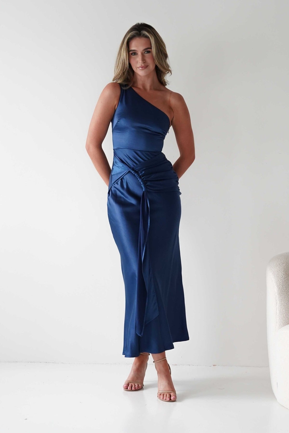 Lutana Soft Satin Maxi Dress | Dark Blue-Oh Hello Clothing