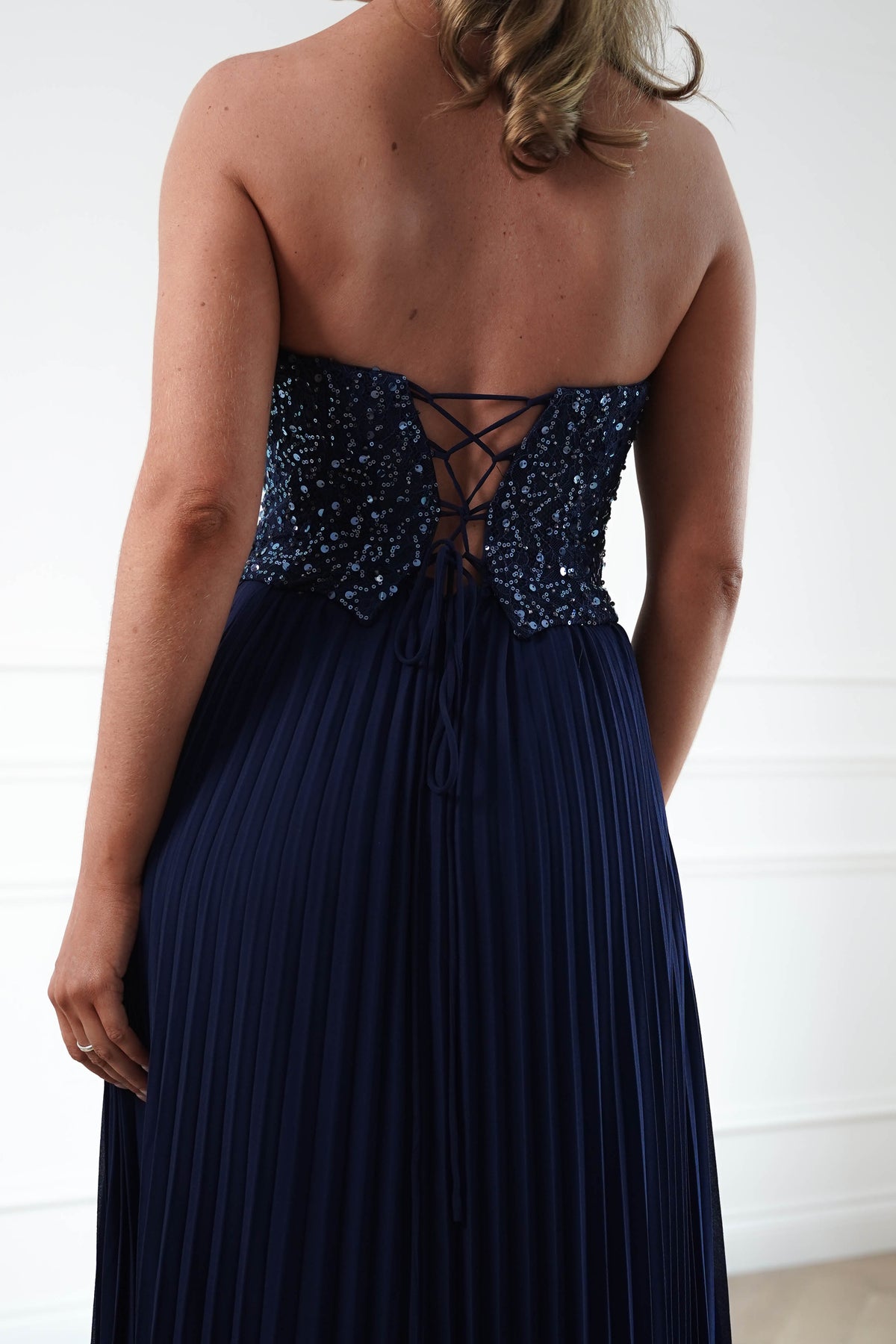 Oh Hello Clothing Women > Clothing > Dresses Madelyn Strapless Pleated Maxi Dress | Navy