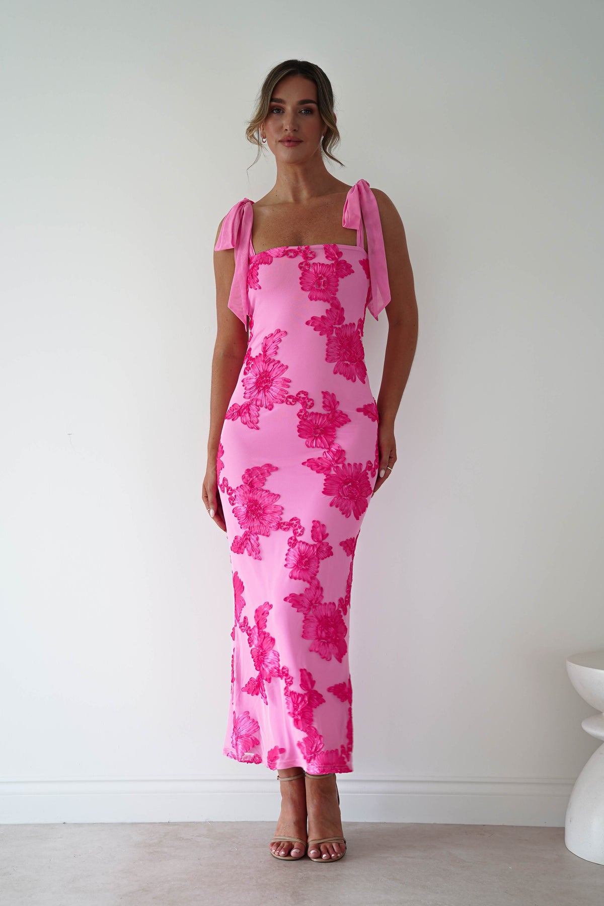 Mahalia Floral Appliqué Maxi Dress | Pink-Oh Hello Clothing