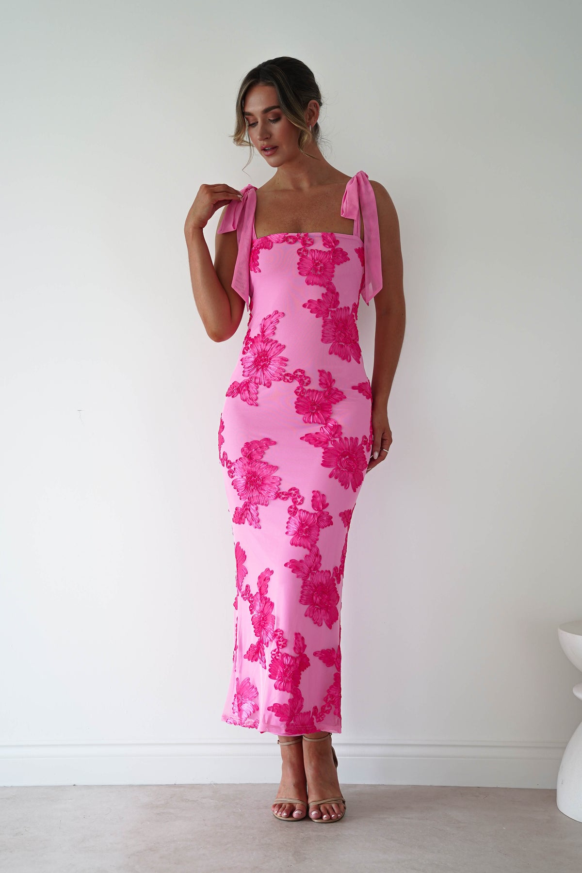 Mahalia Floral Appliqué Maxi Dress | Pink-Oh Hello Clothing