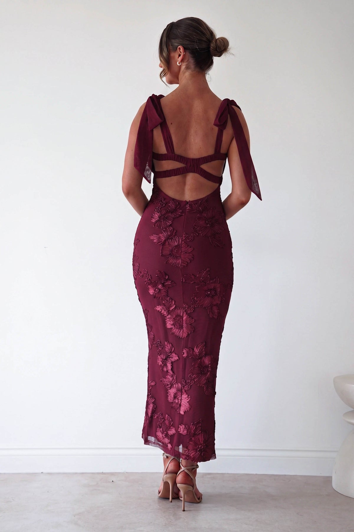 Mahalia Floral Appliqué Maxi Dress | Wine-Oh Hello Clothing