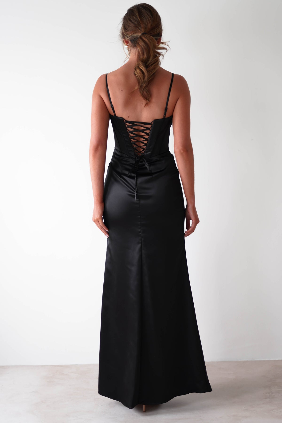 Maja Satin Corset Gown | Black-Oh Hello Clothing
