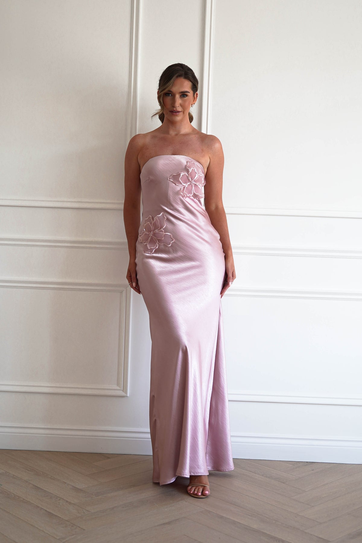 Majella Soft Stain Floral Appliqué Maxi Dress | Blush-Oh Hello Clothing