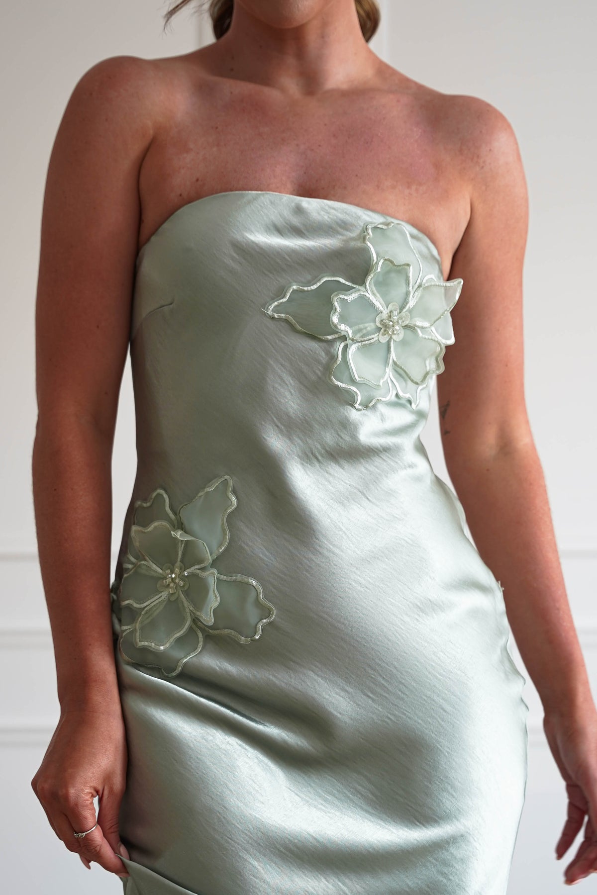 Majella Soft Stain Floral Appliqué Maxi Dress | Sage-Oh Hello Clothing