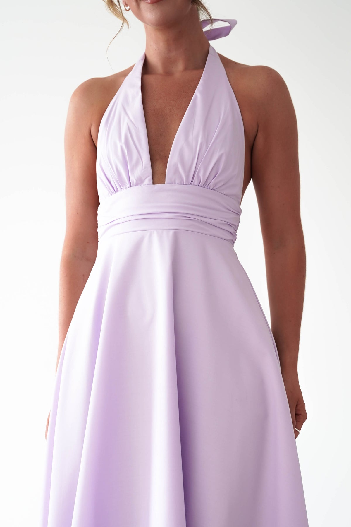 Makaila Halterneck Chiffon Midaxi Dress | Lilac-Oh Hello Clothing