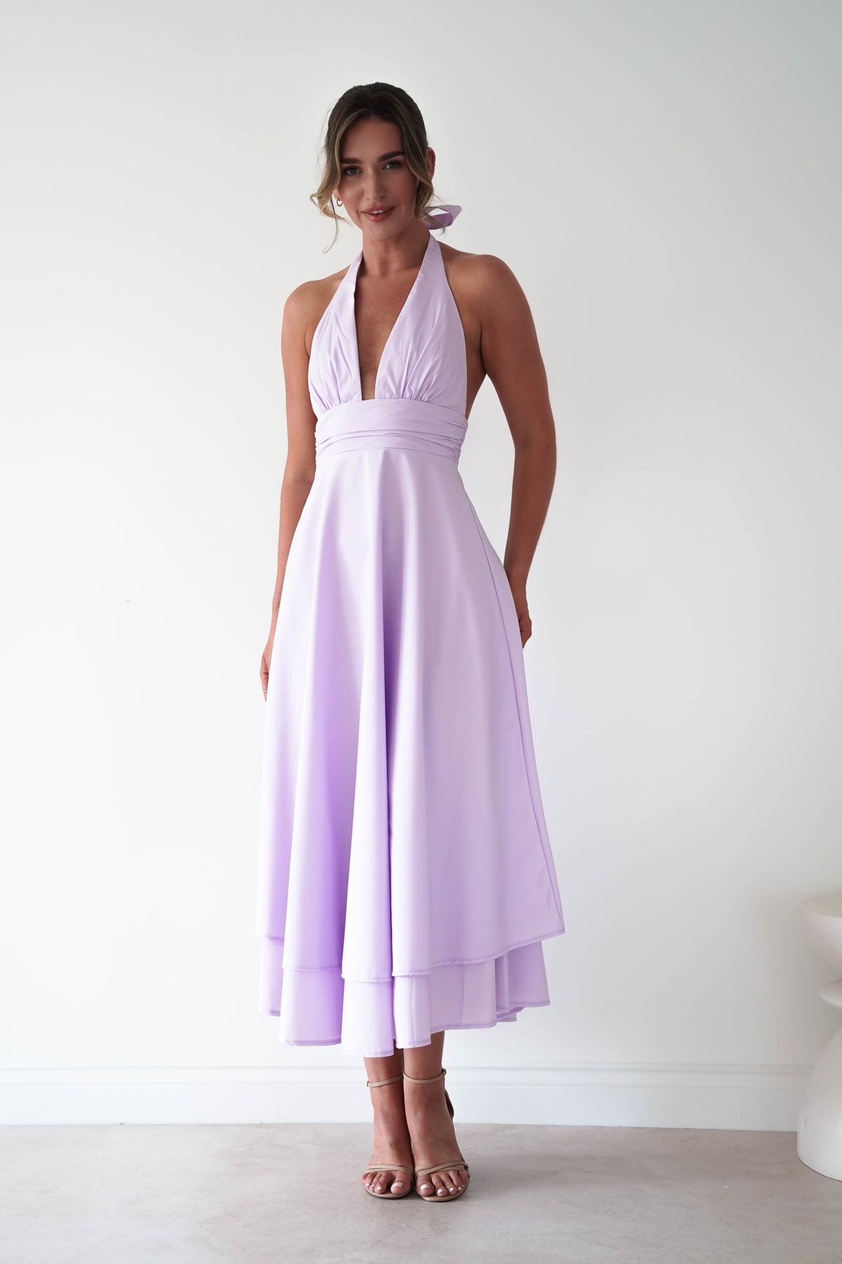 Makaila Halterneck Chiffon Midaxi Dress | Lilac-Oh Hello Clothing