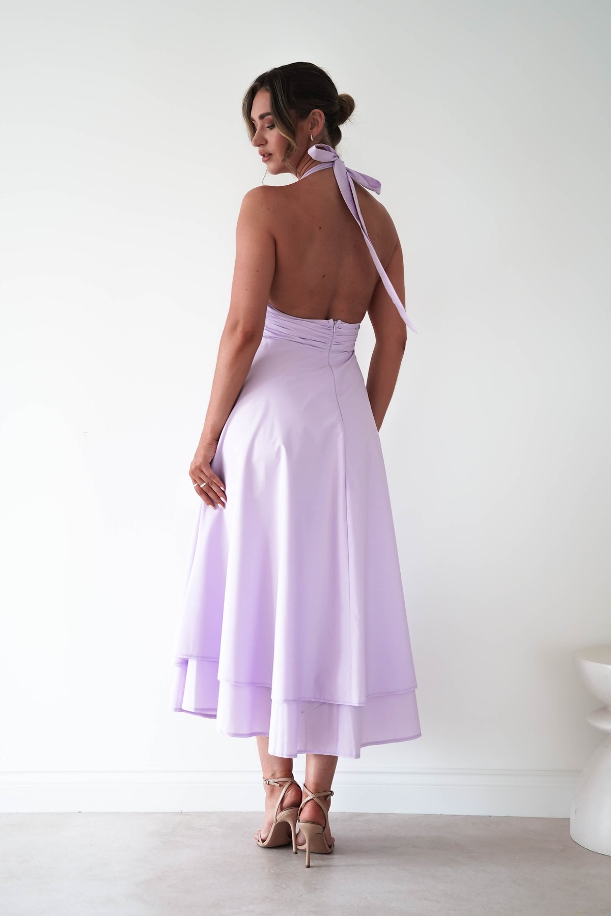 Makaila Halterneck Chiffon Midaxi Dress | Lilac-Oh Hello Clothing