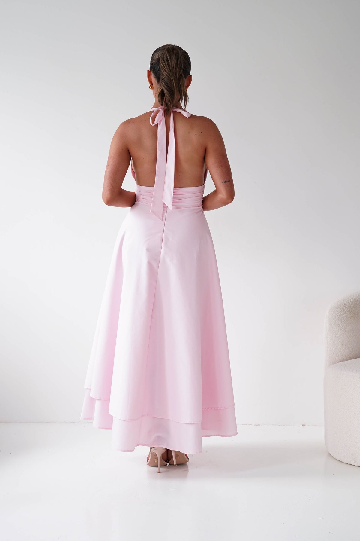 Makaila Halterneck Chiffon Midaxi Dress | Pink-Oh Hello Clothing