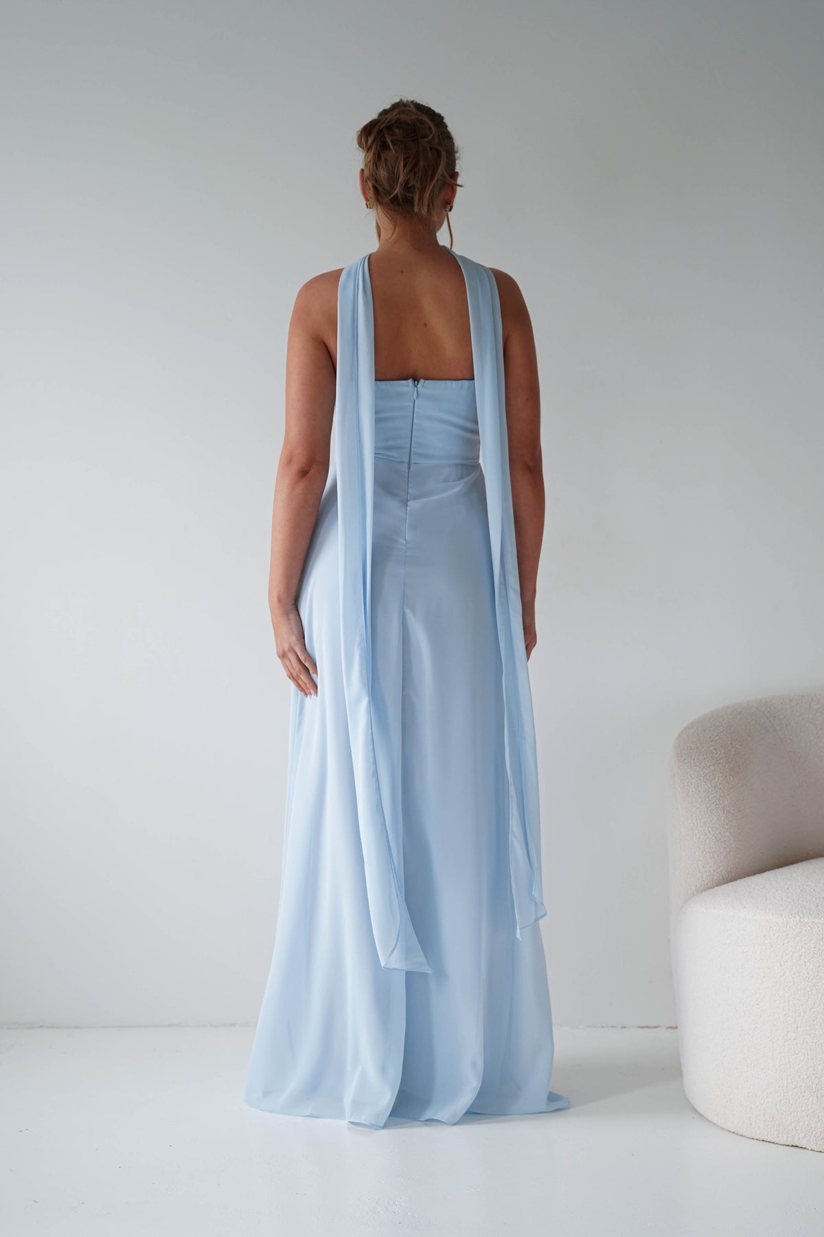 Marcel Strapless Chiffon Maxi Dress | Blue-Oh Hello Clothing