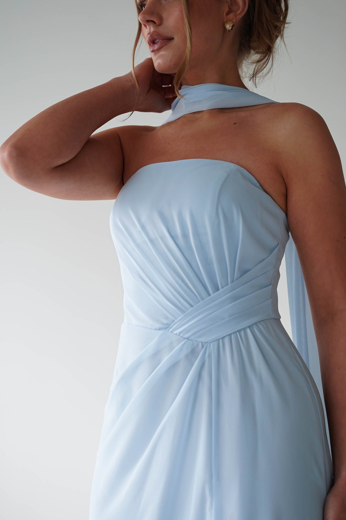 Marcel Strapless Chiffon Maxi Dress | Blue-Oh Hello Clothing
