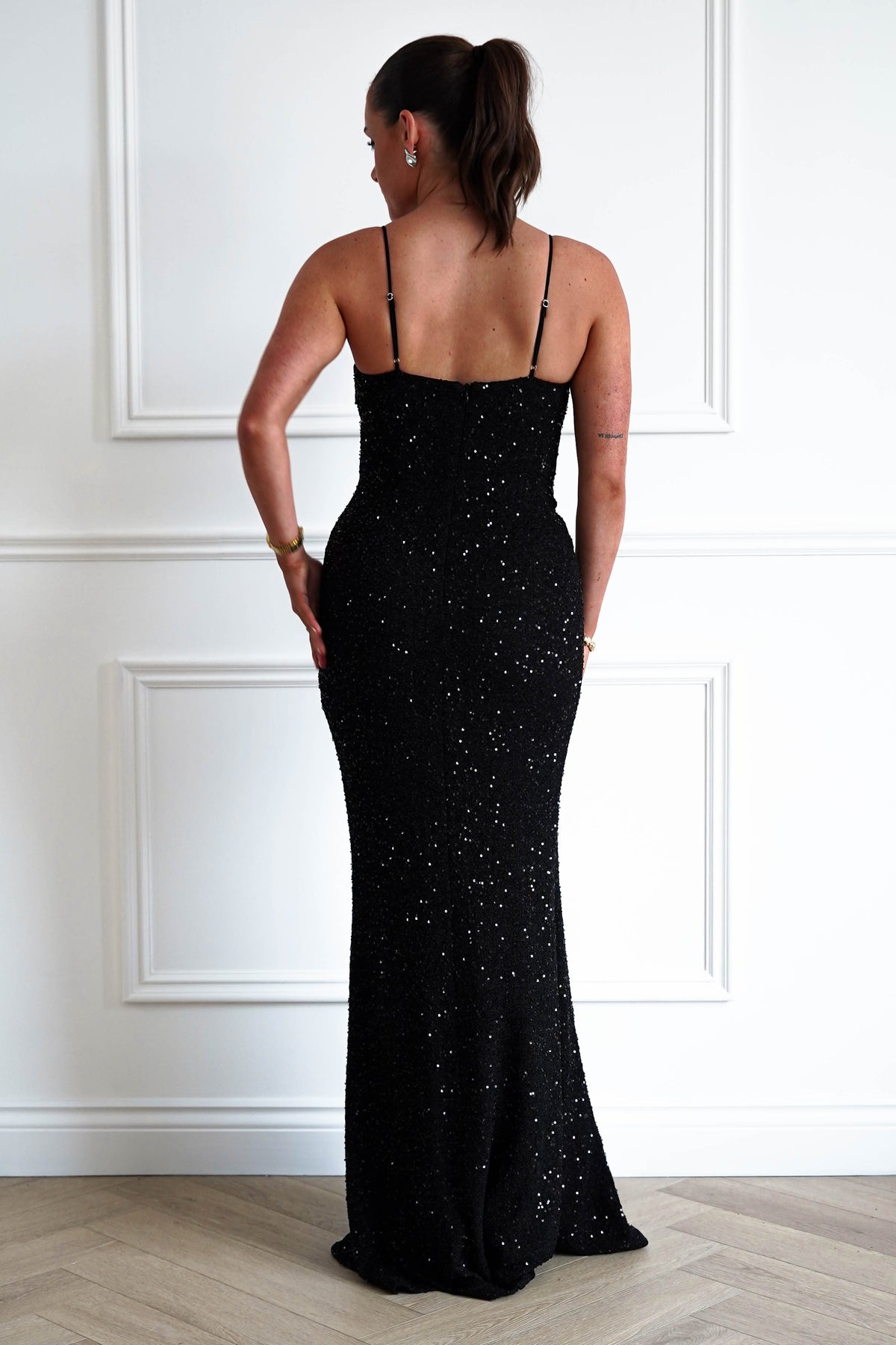 Maria Sequin Bodycon Maxi Gown | Black-Oh Hello Clothing