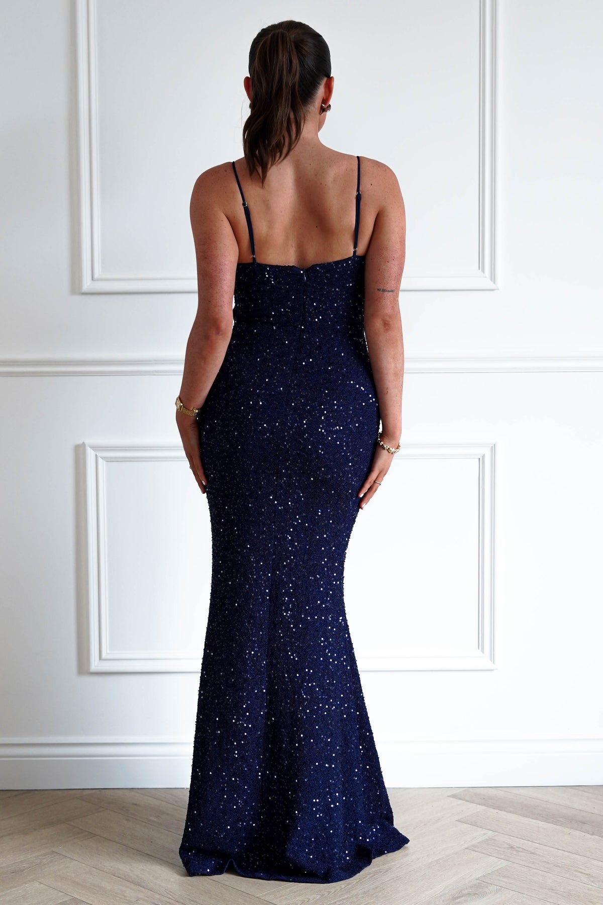 Maria Sequin Bodycon Maxi Gown | Navy
