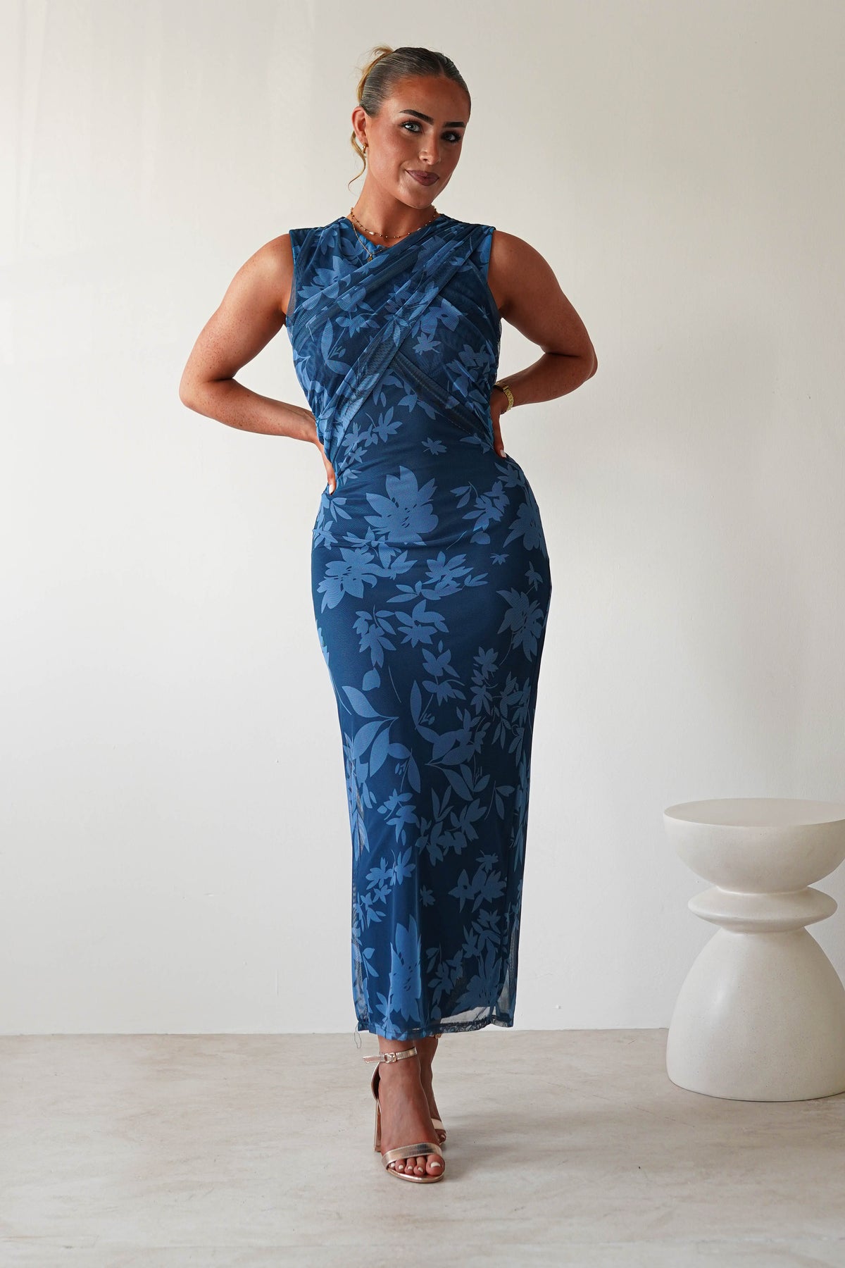Meadow Floral Mesh Midi Dress | Blue-Oh Hello Clothing