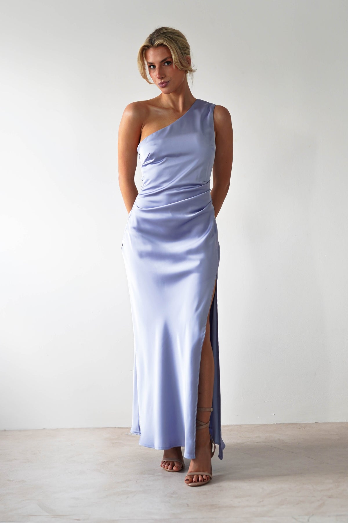 Meera Soft Matte Satin Midaxi Dress | Periwinkle Blue-Oh Hello Clothing