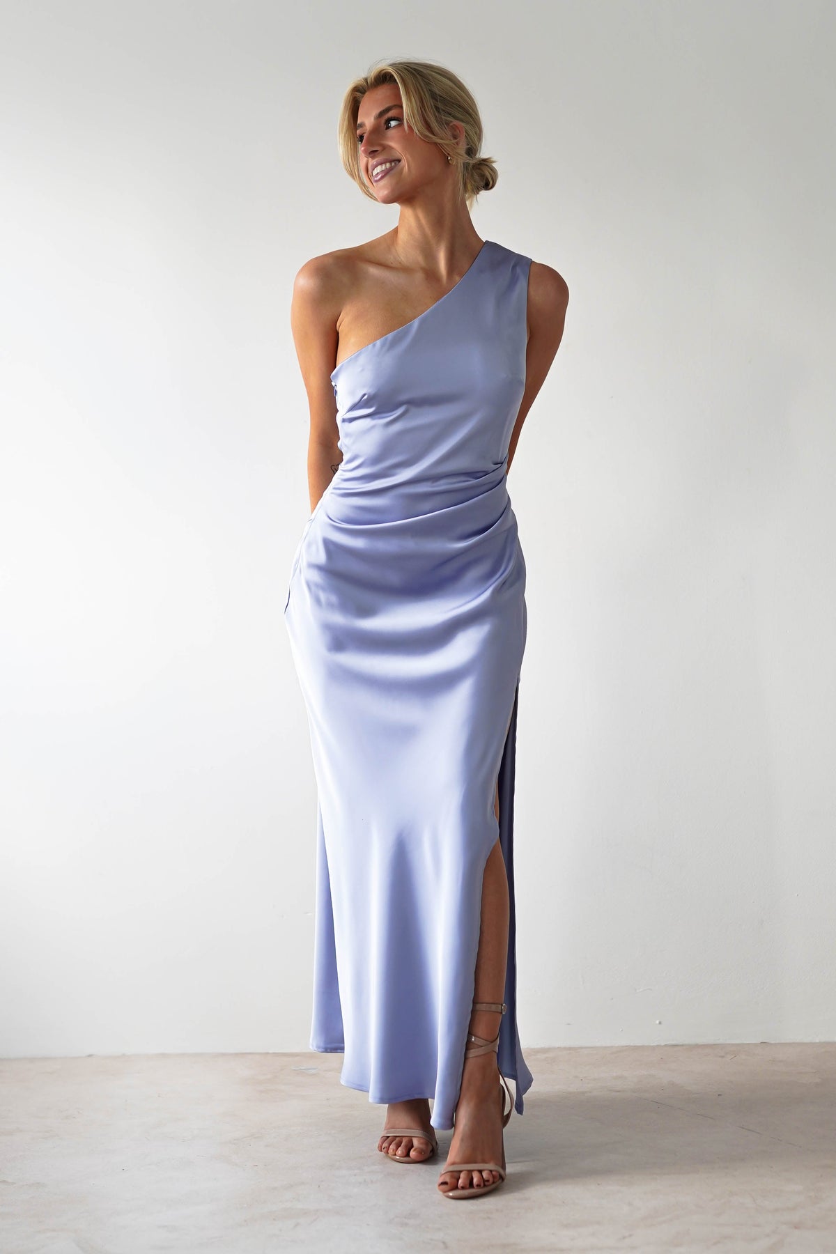 Meera Soft Matte Satin Midaxi Dress | Periwinkle Blue-Oh Hello Clothing