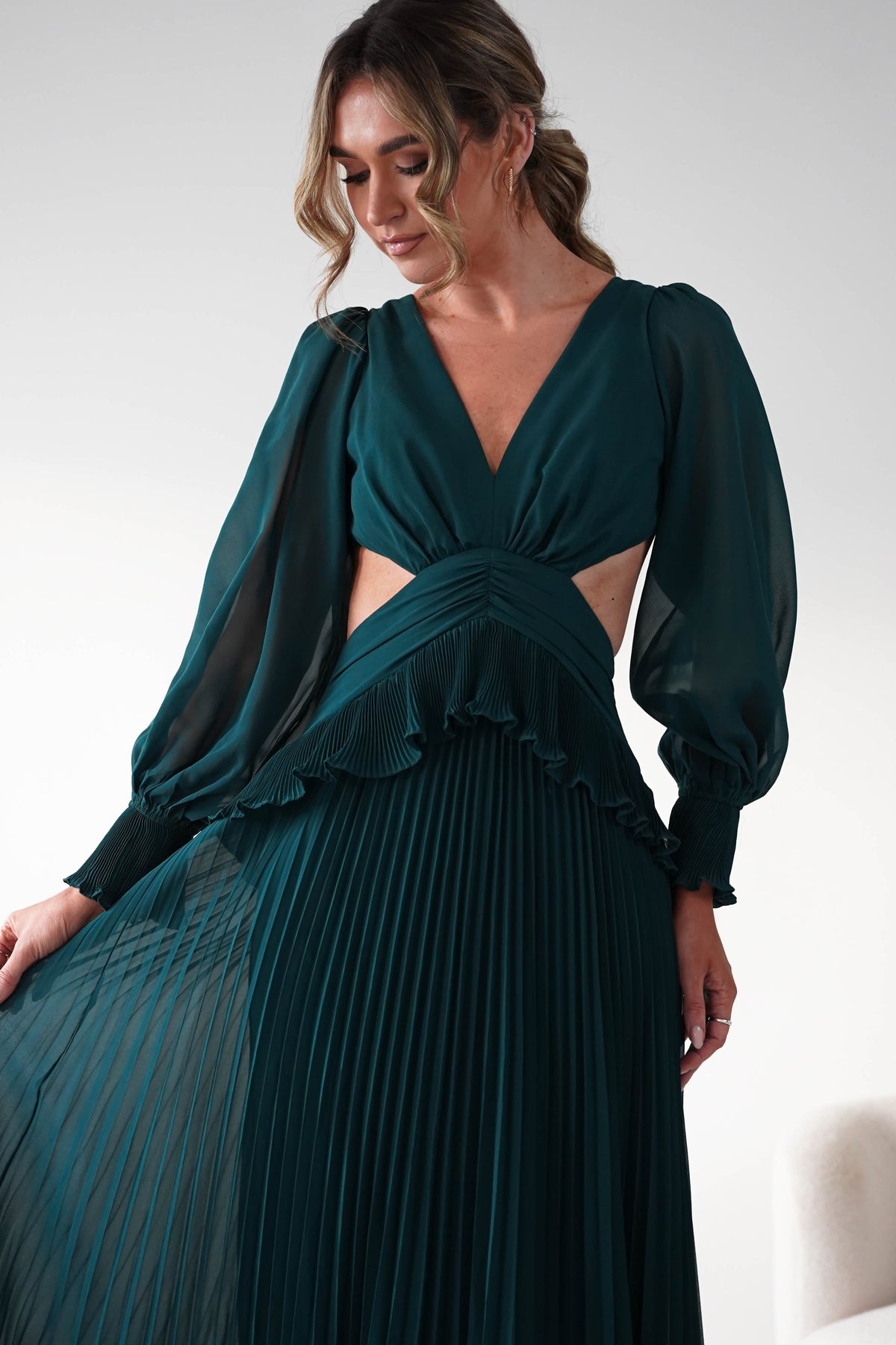 Middleton Pleated Maxi Dress | Forest Green-Oh Hello Clothing
