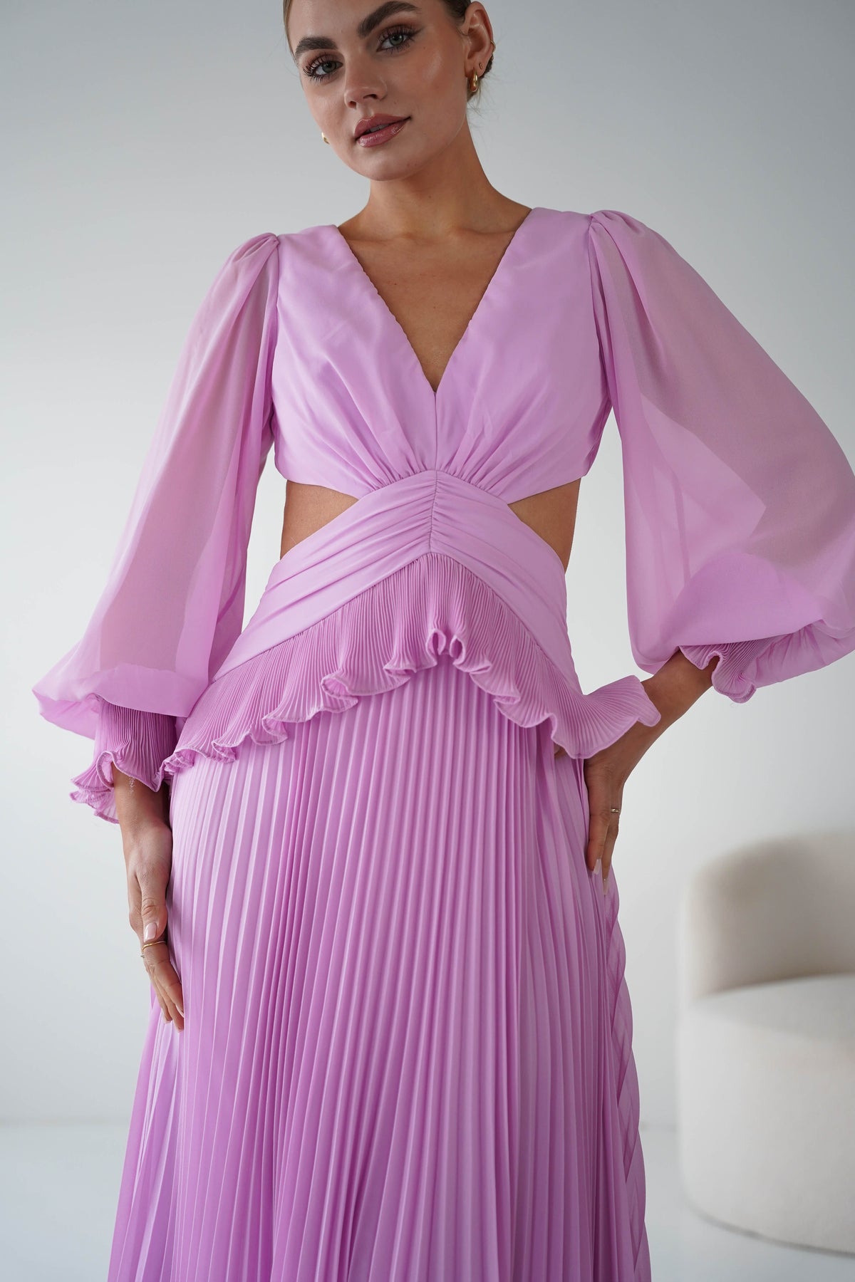 Middleton Pleated Maxi Dress | Pink-Oh Hello Clothing