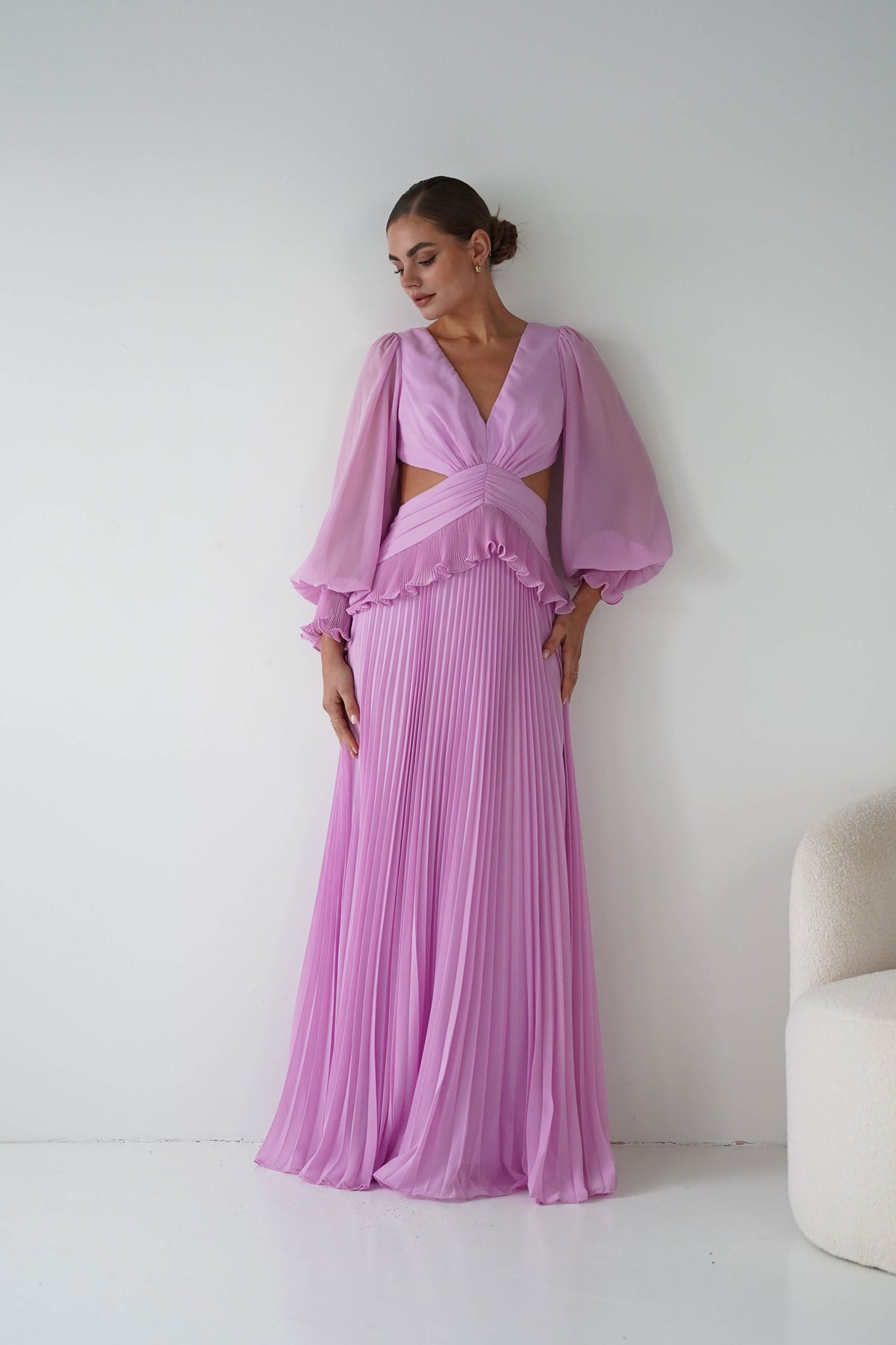 Middleton Pleated Maxi Dress | Pink-Oh Hello Clothing