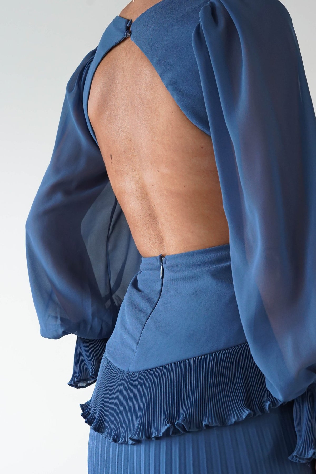 Middleton Pleated Maxi Dress | Slate Blue-Oh Hello Clothing