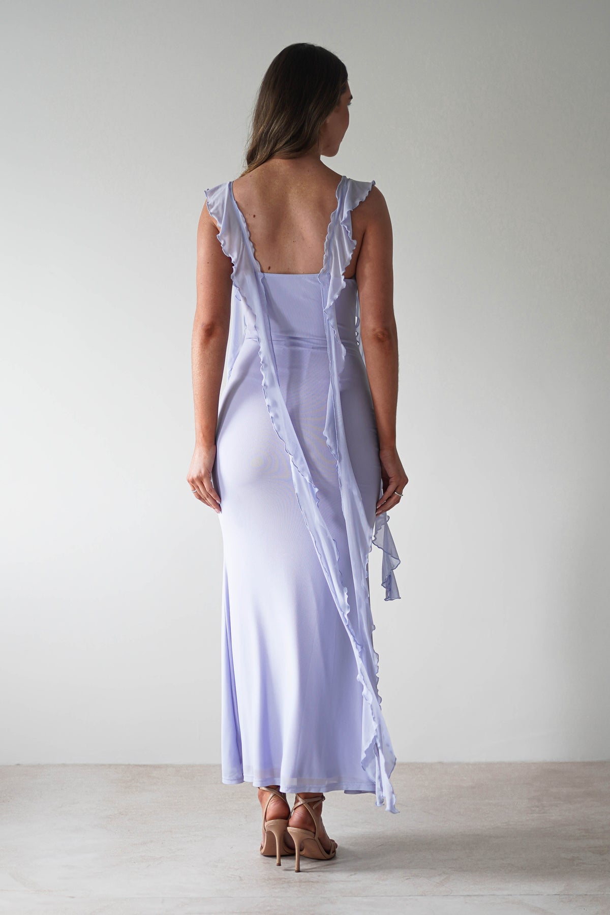 Miranda Ruffle Midaxi Dress | Dusty Blue-Oh Hello Clothing