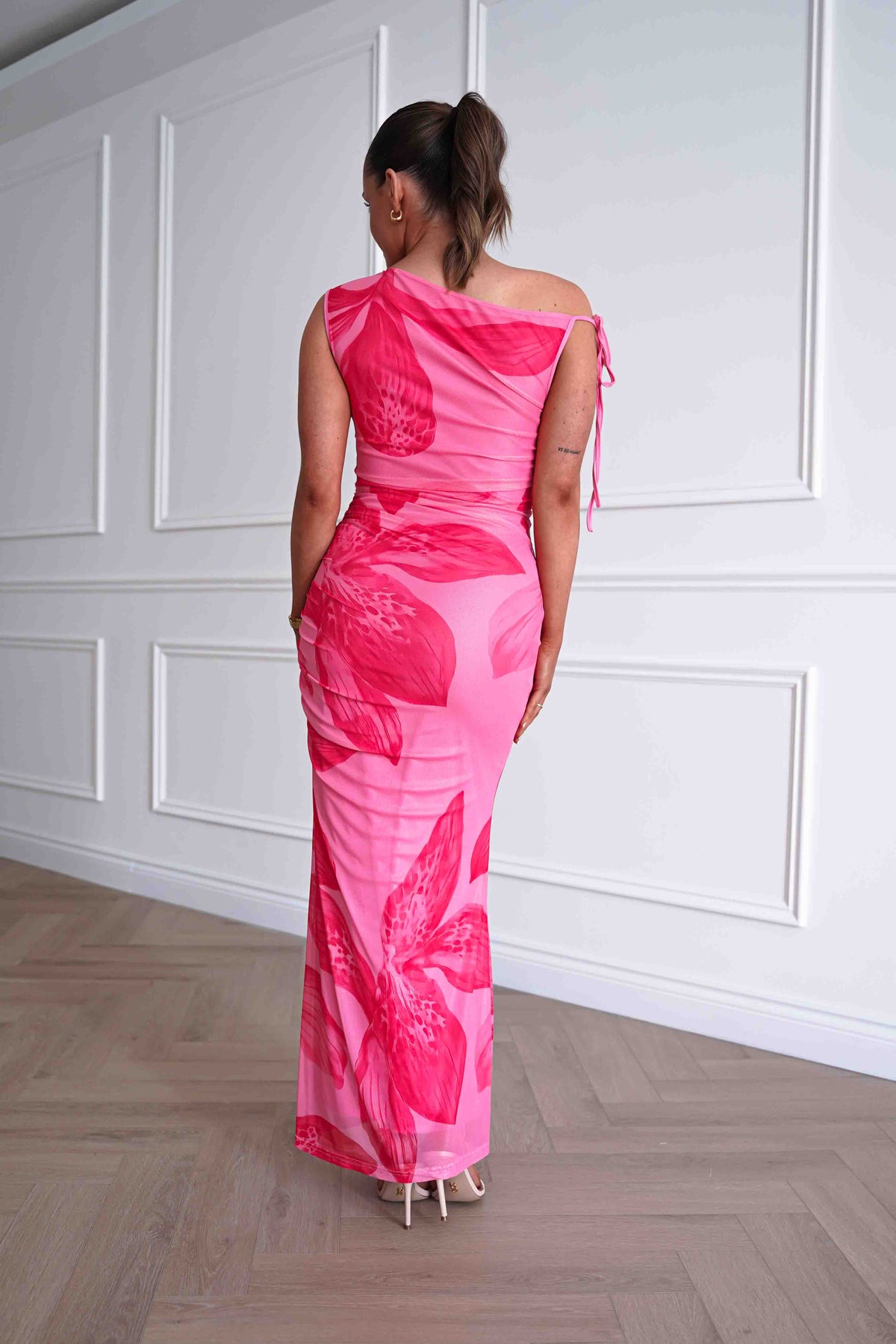 Molly Floral Mesh Bodycon Maxi Dress | Pink-Oh Hello Clothing