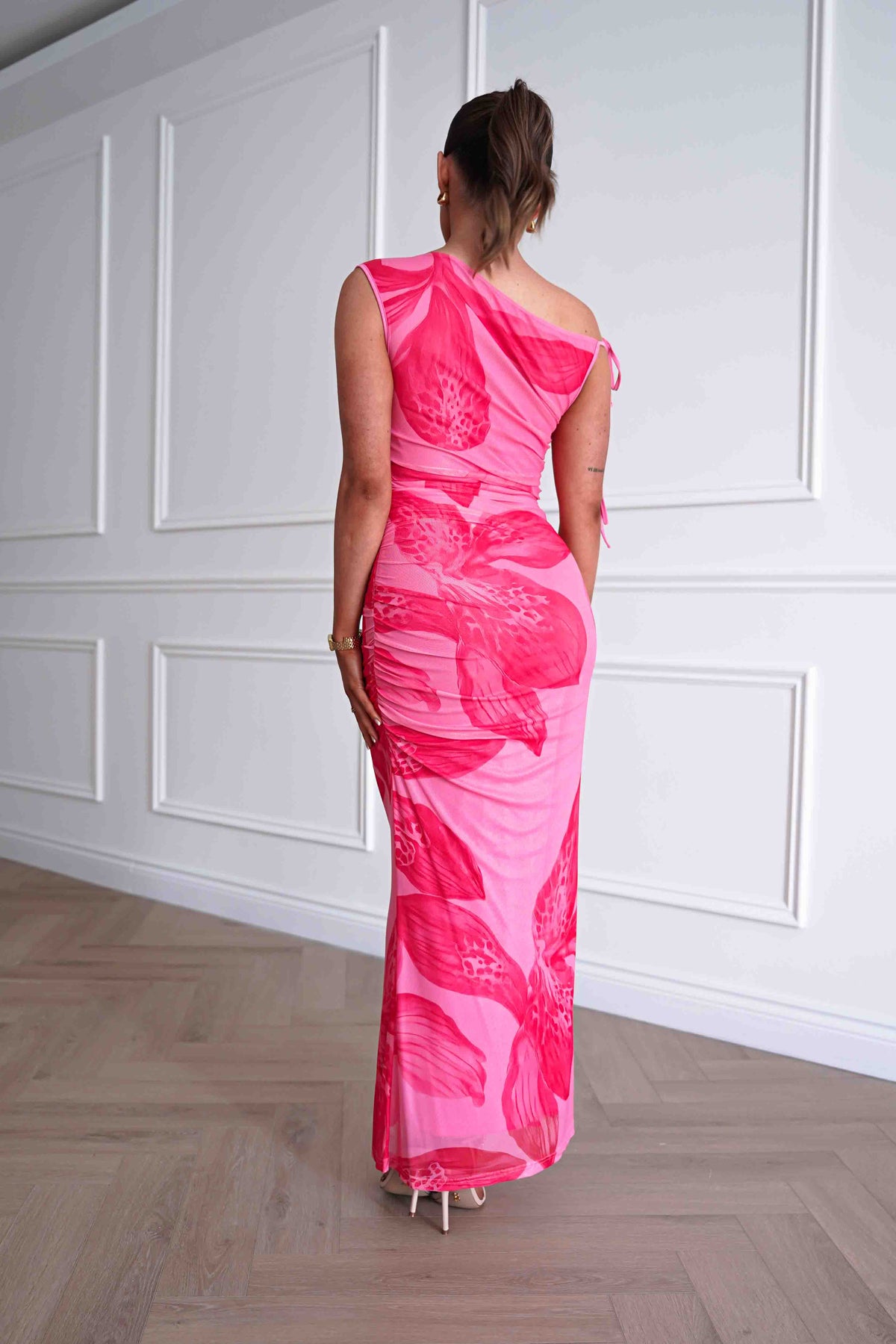 Molly Floral Mesh Bodycon Maxi Dress | Pink-Oh Hello Clothing