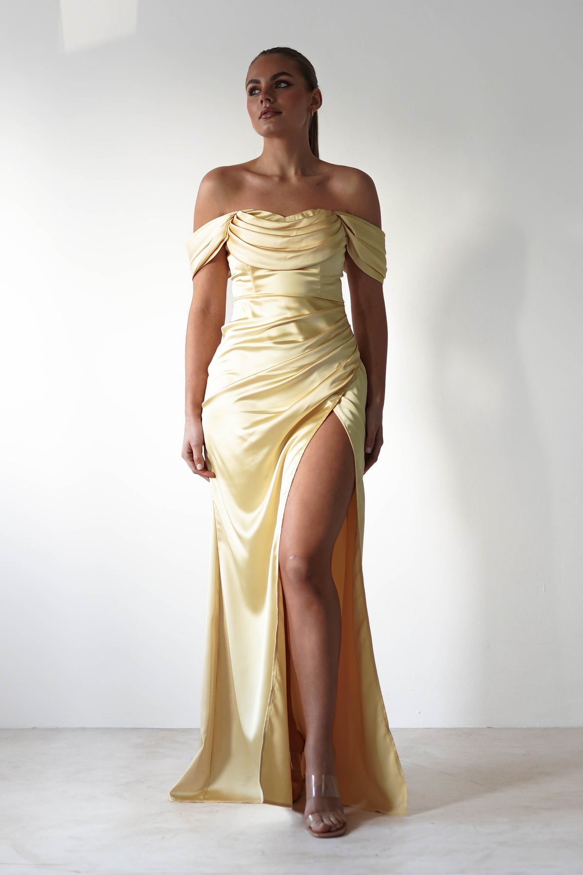 Monica Off The Shoulder Gown | Yellow-Oh Hello Clothing