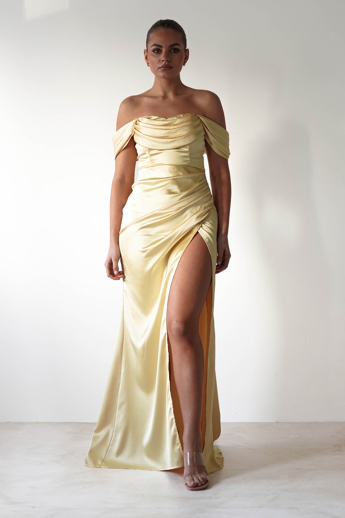 Monica Off The Shoulder Gown | Yellow-Oh Hello Clothing