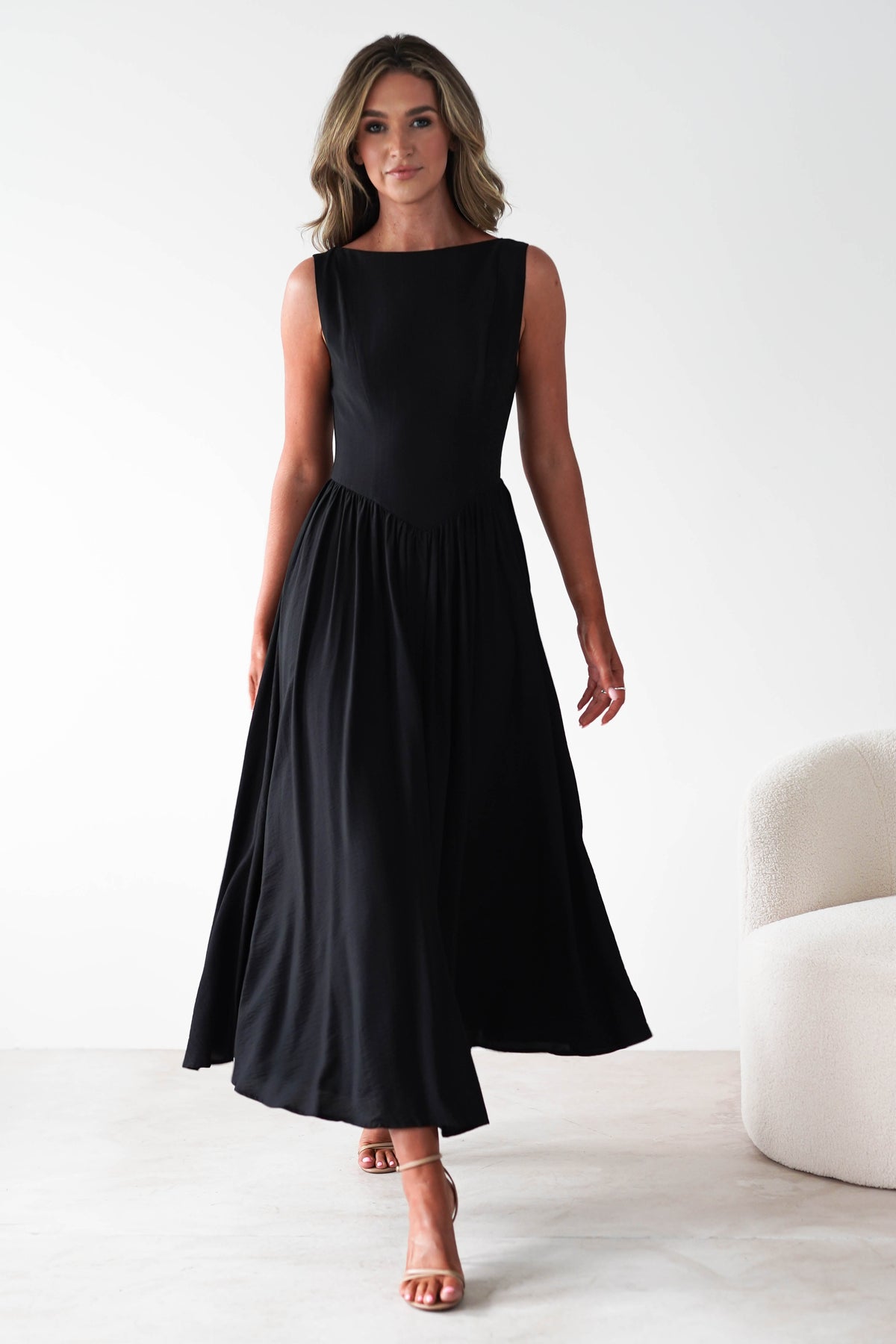 Monroe Skater Midaxi Dress | Black-Oh Hello Clothing