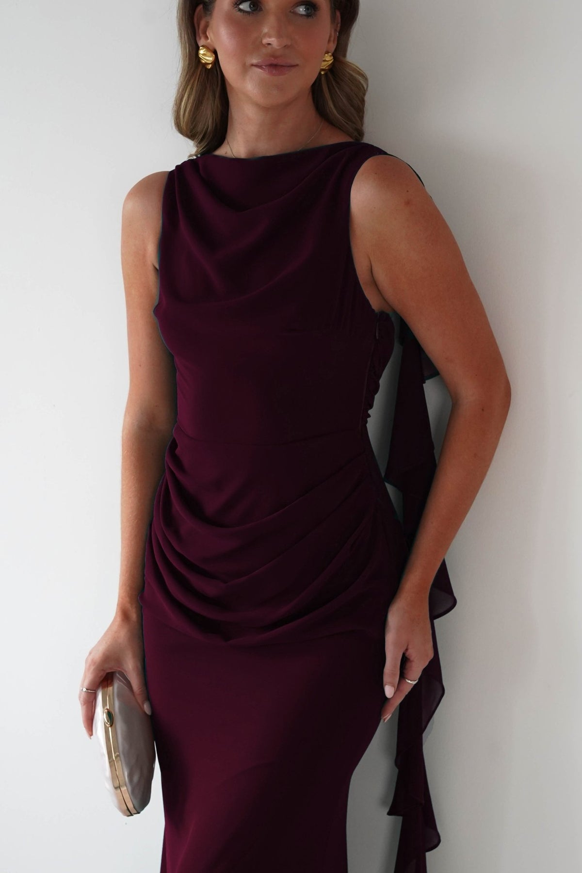 Montana Chiffon Maxi Dress | Berry Wine-Oh Hello Clothing