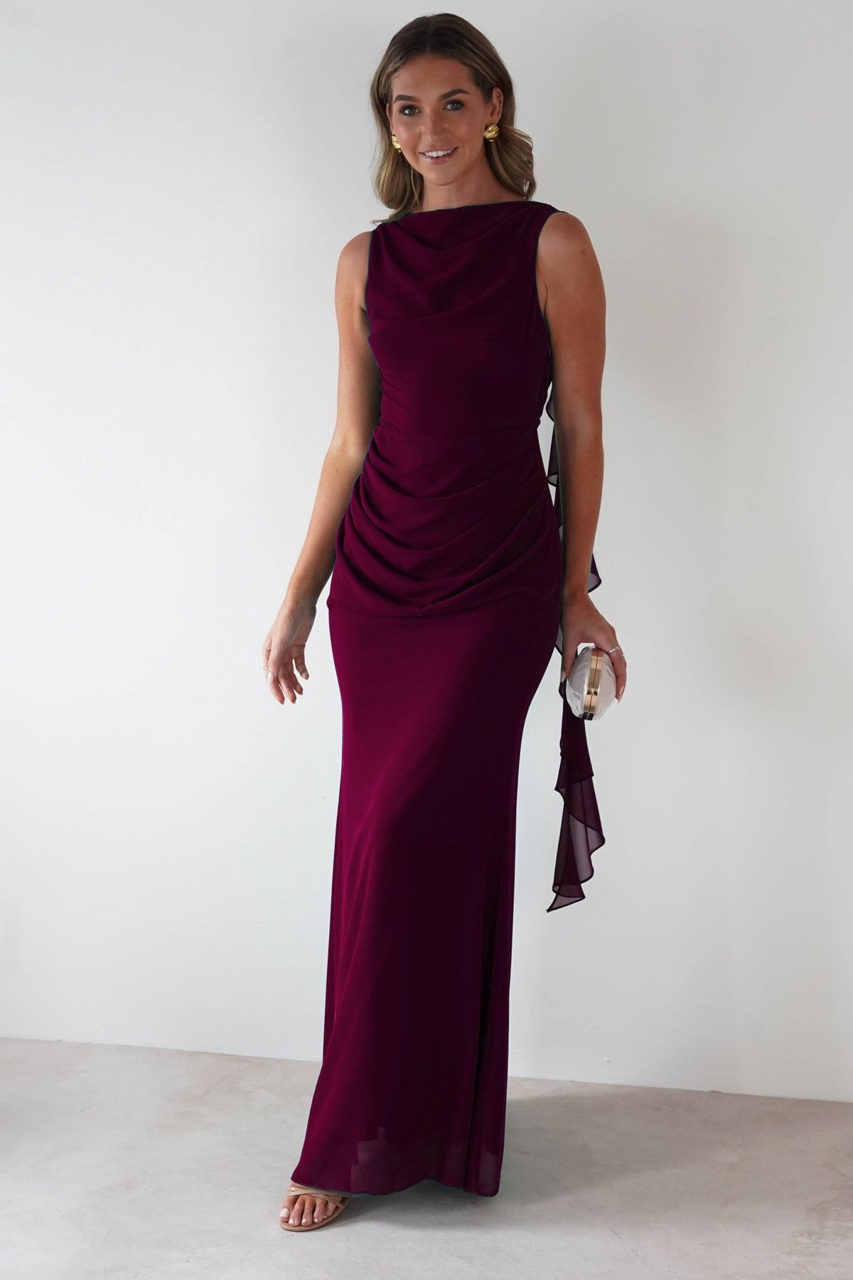 Montana Chiffon Maxi Dress | Berry Wine-Oh Hello Clothing