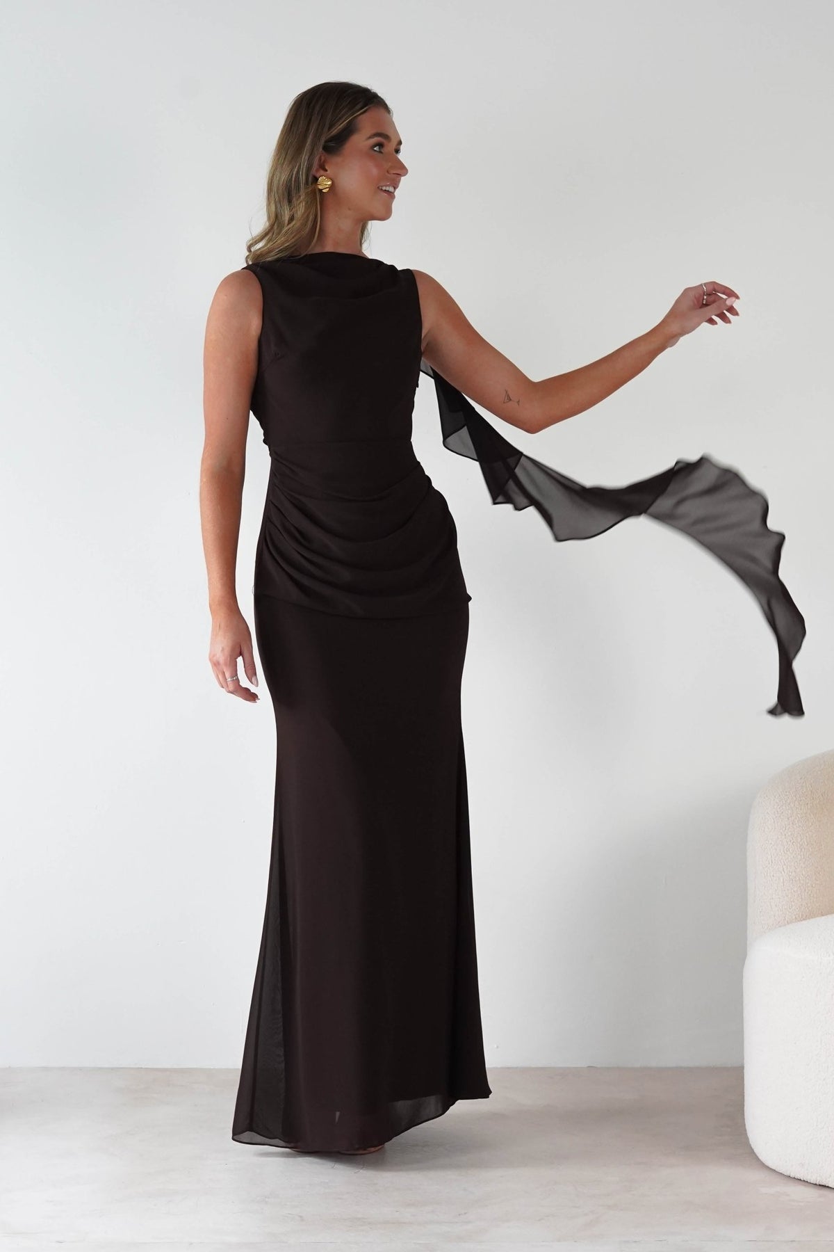 Montana Chiffon Maxi Dress | Brown-Oh Hello Clothing