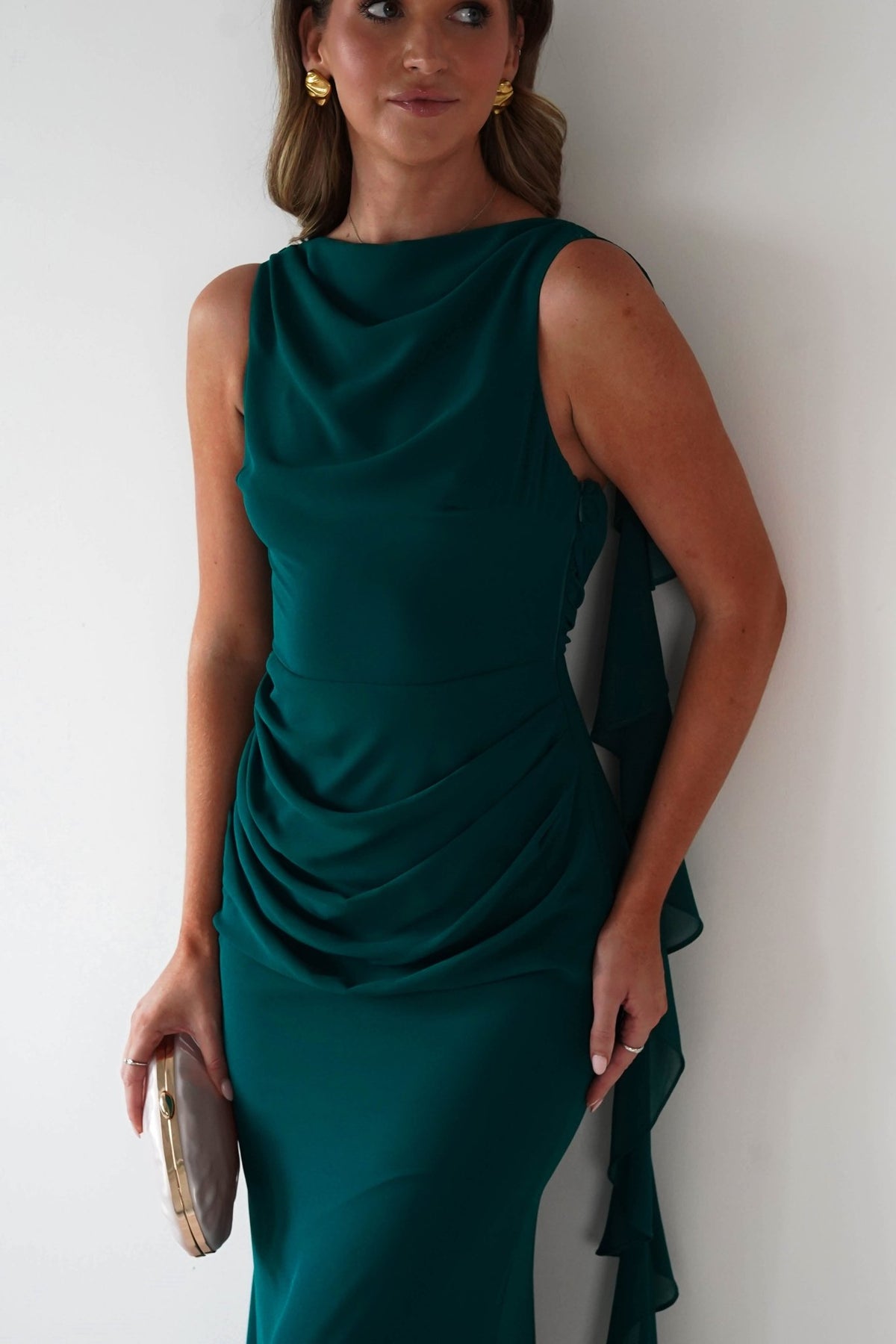 Montana Chiffon Maxi Dress | Emerald Green-Oh Hello Clothing