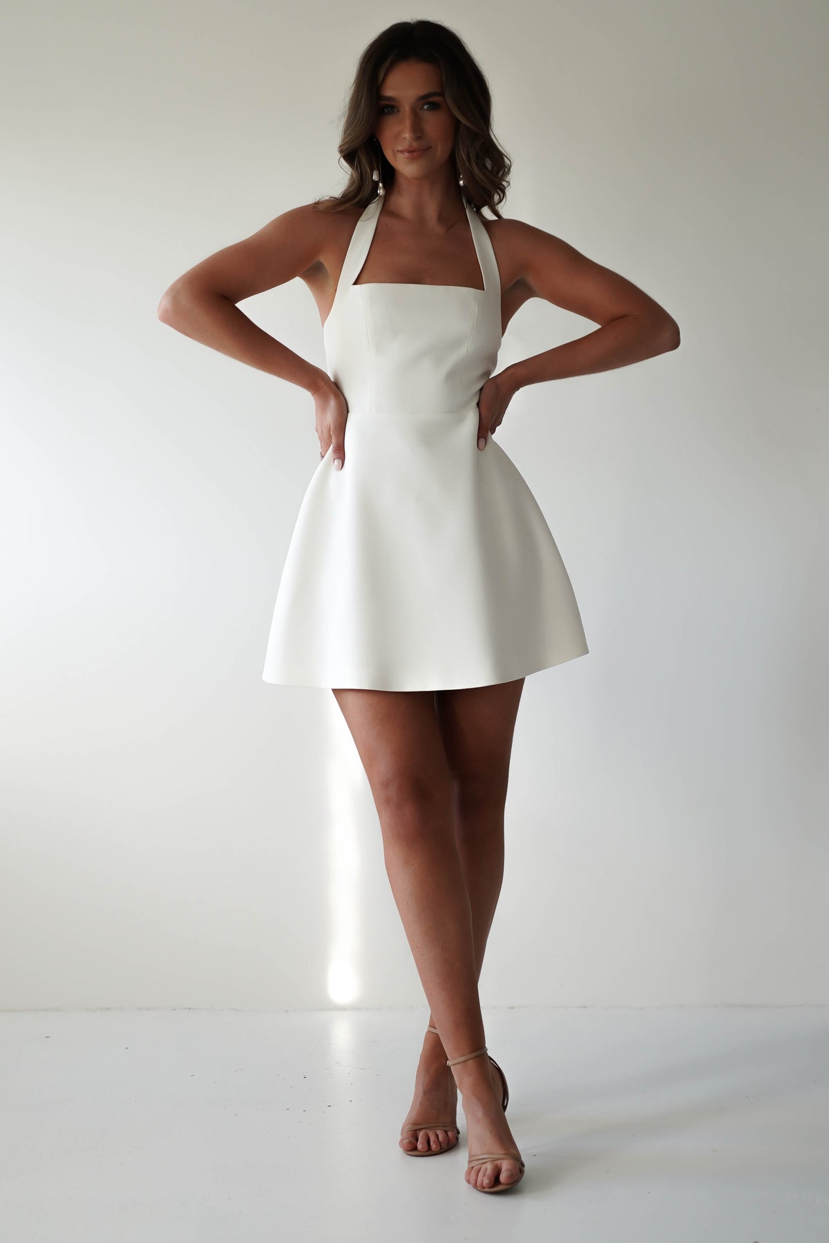 Morocco Halterneck Mini Dress | White-Oh Hello Clothing