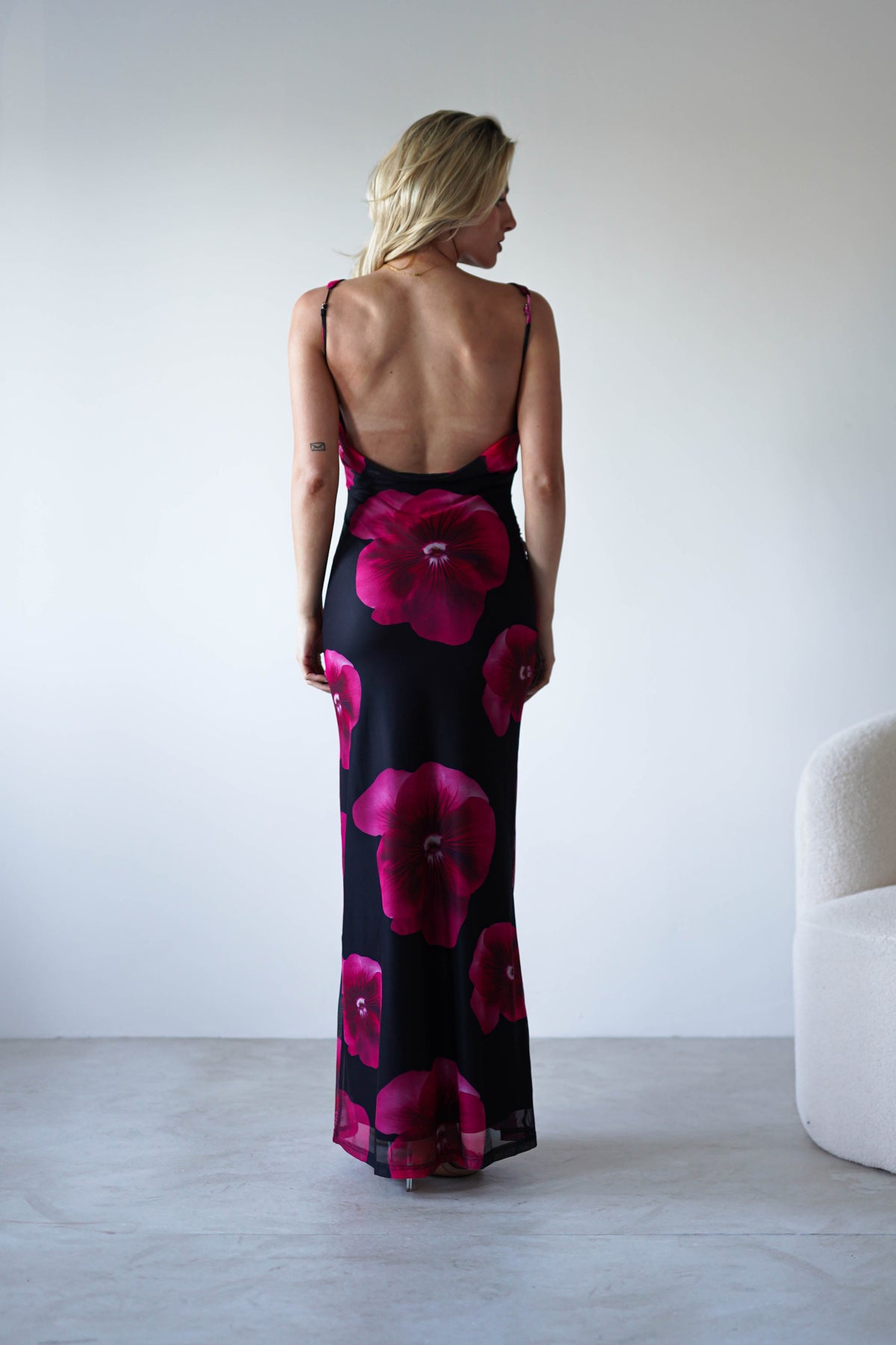 Nakita Mesh Floral Print Maxi Dress | Black-Oh Hello Clothing
