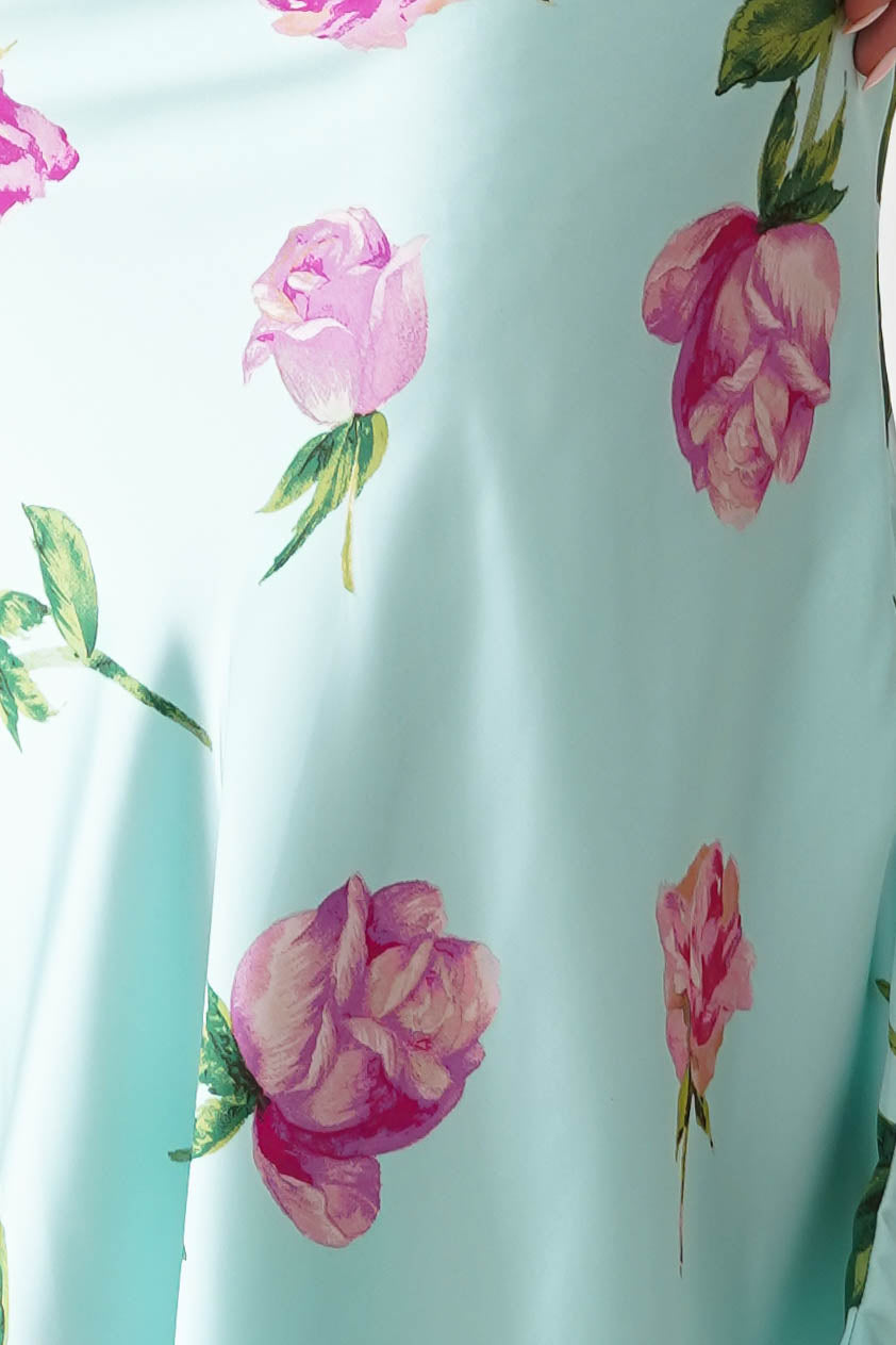 Nattie Rose Print Satin Dress | Mint-Oh Hello Clothing