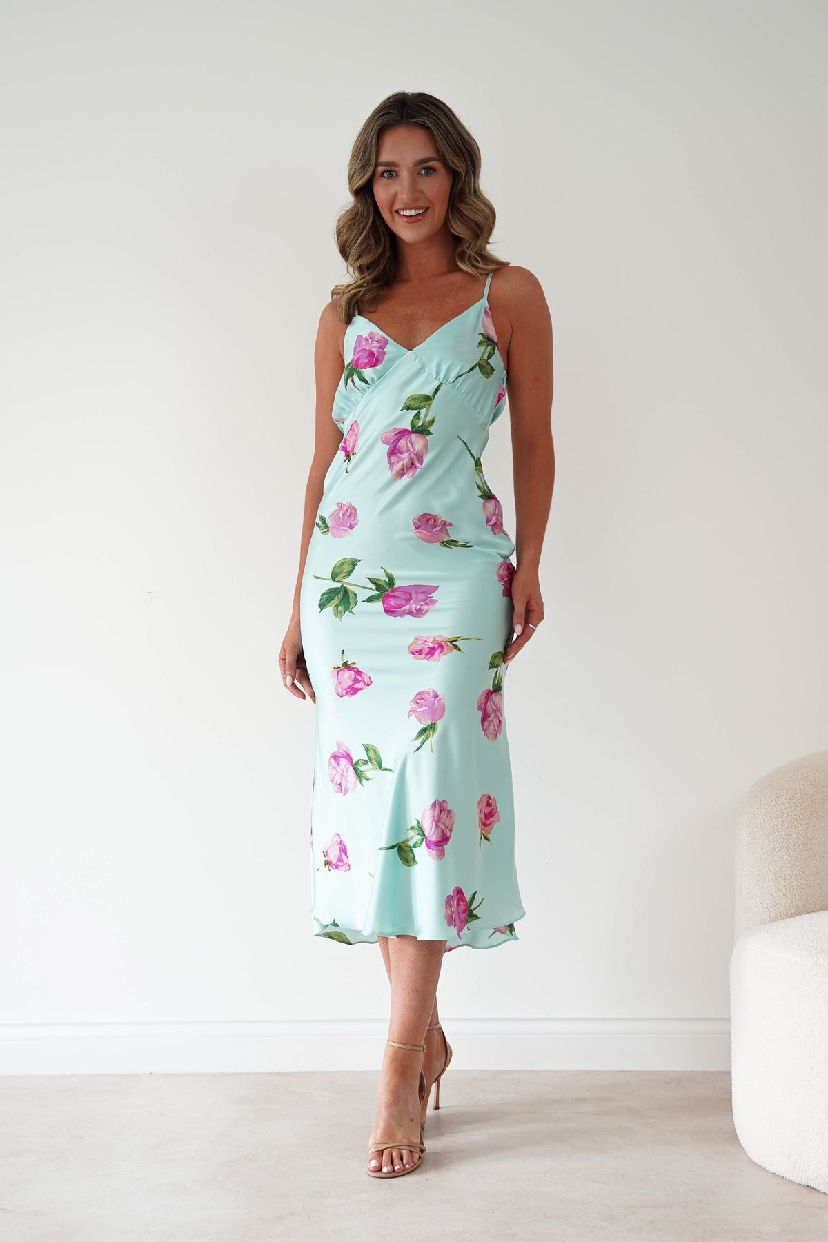 Nattie Rose Print Satin Dress | Mint-Oh Hello Clothing