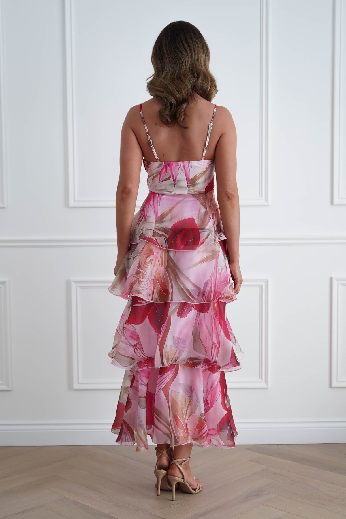Nelly Floral Tiered Ruffle Maxi Dress | Pink Print-Oh Hello Clothing
