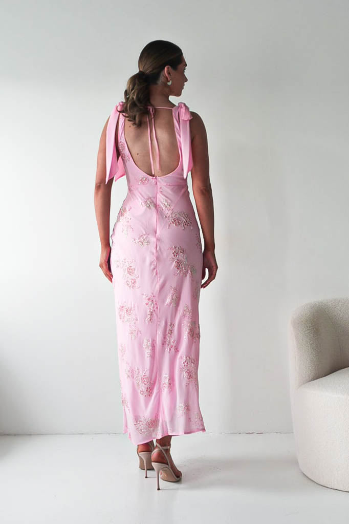 Noah Floral Embellished Maxi Dress | Pink-Oh Hello Clothing