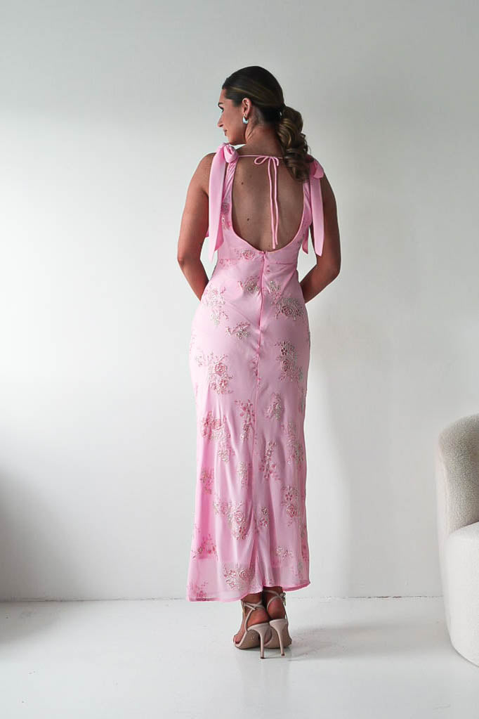 Noah Floral Embellished Maxi Dress | Pink-Oh Hello Clothing