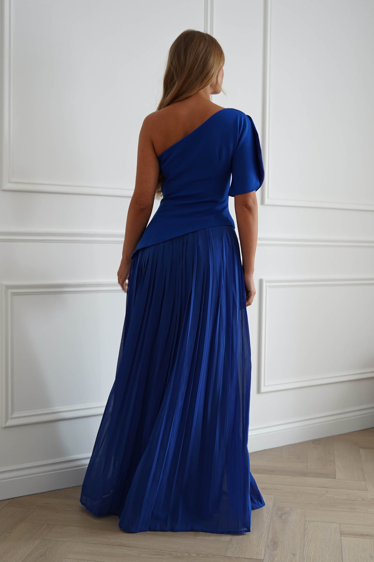 Orla One Shoulder Pleated Maxi Dress | Royal Blue-Oh Hello Clothing