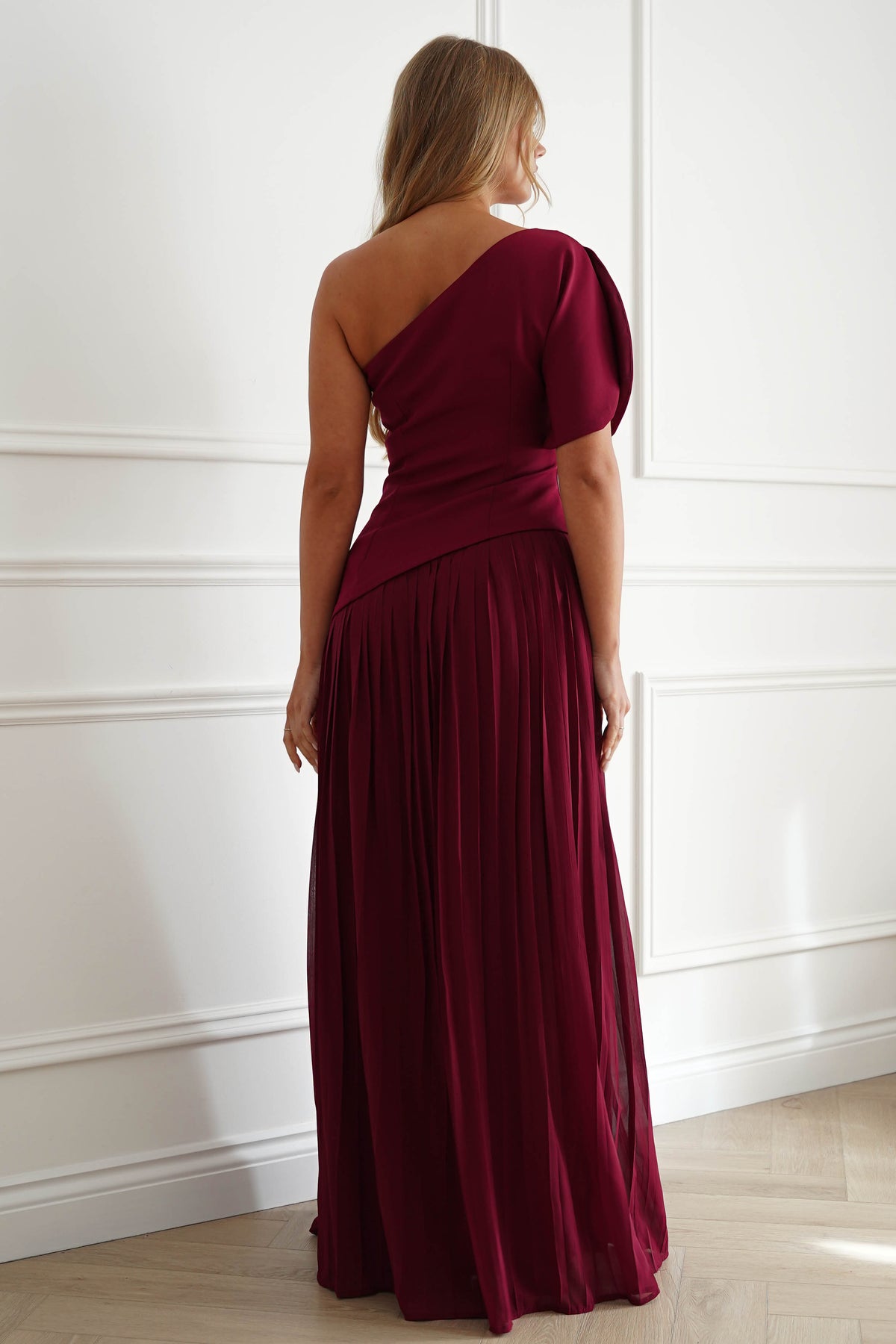 Orla One Shoulder Pleated Maxi Dress | Wine-Oh Hello Clothing