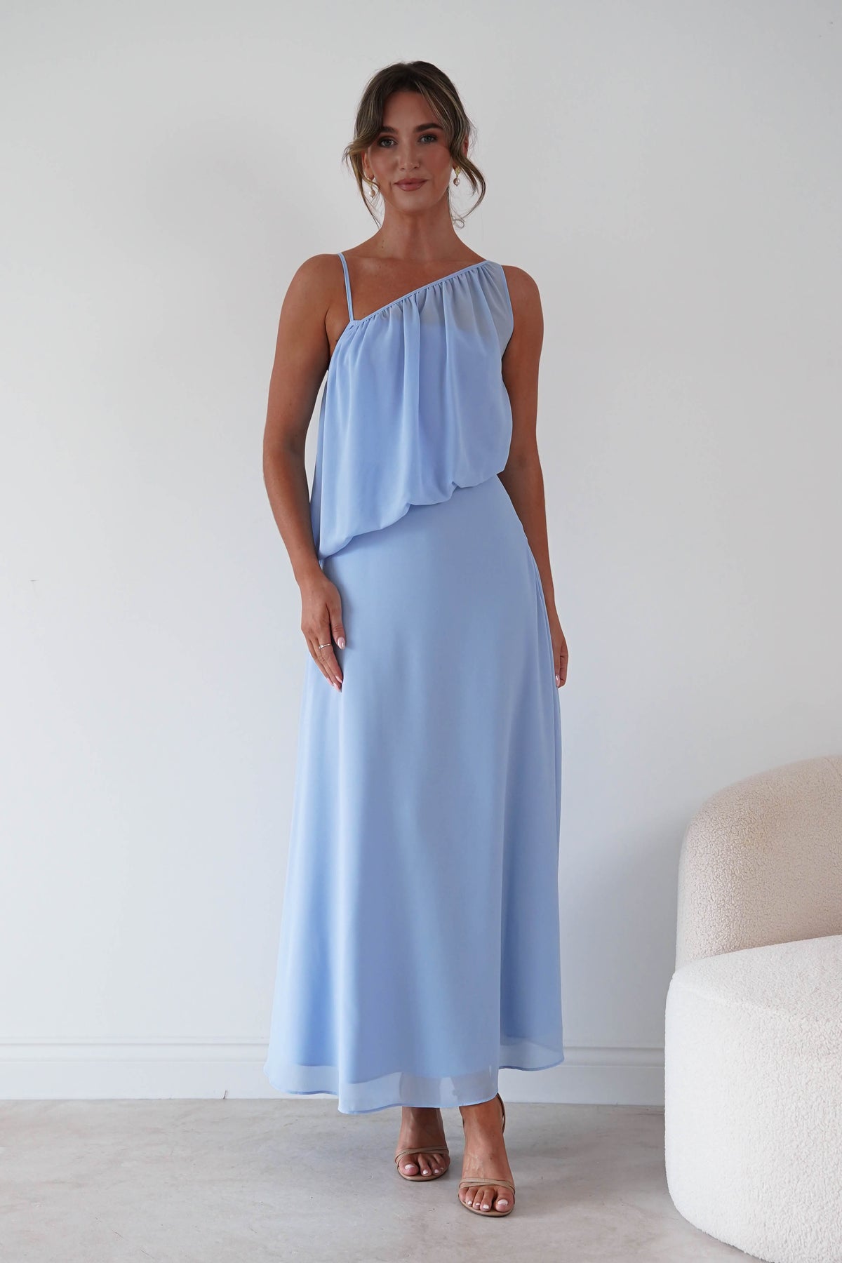 Paros Asymmetric Chiffon Maxi Dress | Blue-Oh Hello Clothing