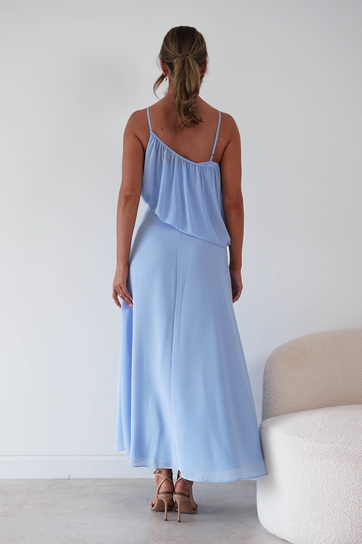 Paros Asymmetric Chiffon Maxi Dress | Blue-Oh Hello Clothing